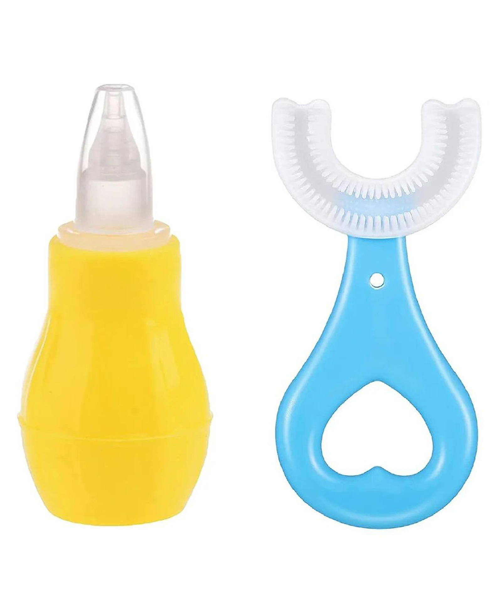 NeonateCare Baby Silicone Yellow Nose Cleaner Nasal Aspirator with U-shaped Soft Silicone Mouth Cleaning Toothbrush For Kids-picture-7