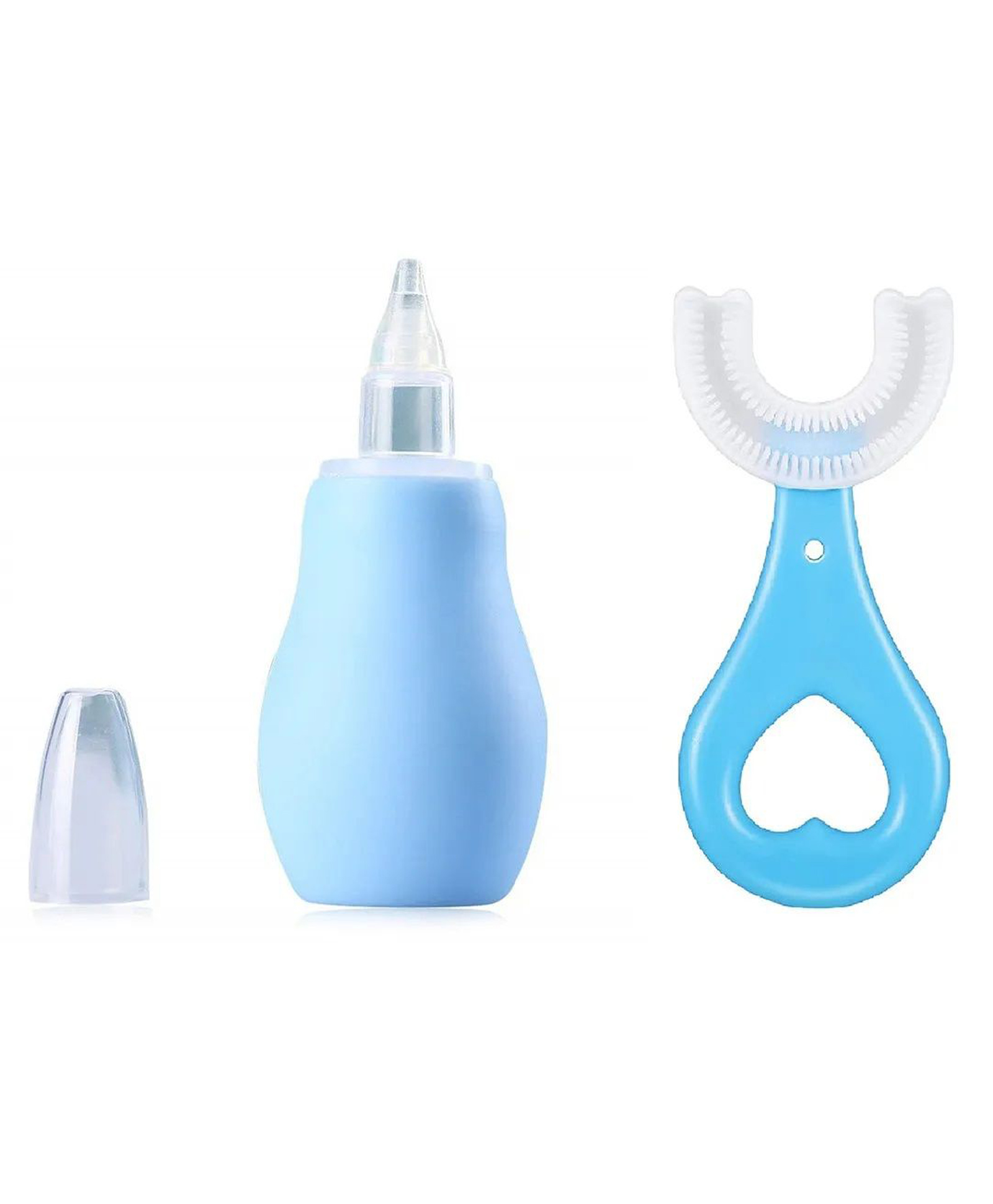 NeonateCare Baby Silicone Blue Nose Cleaner Nasal Aspirator with U-shaped Soft Silicone Mouth Cleaning Toothbrush For Kids-picture-11
