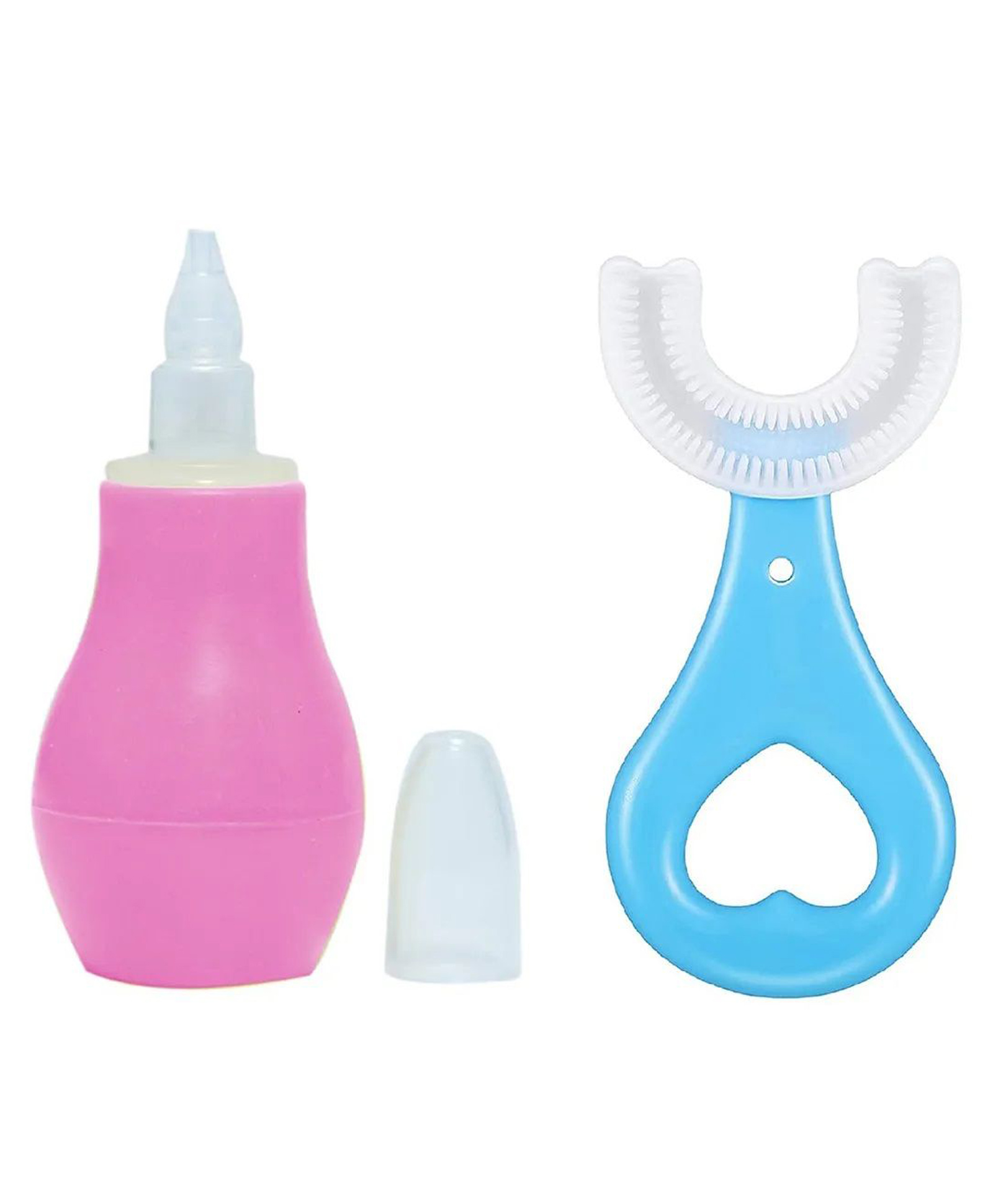 NeonateCare Baby Silicone Pink Nose Cleaner Nasal Aspirator with U-shaped Soft Silicone Mouth Cleaning Toothbrush For Kids-picture-9