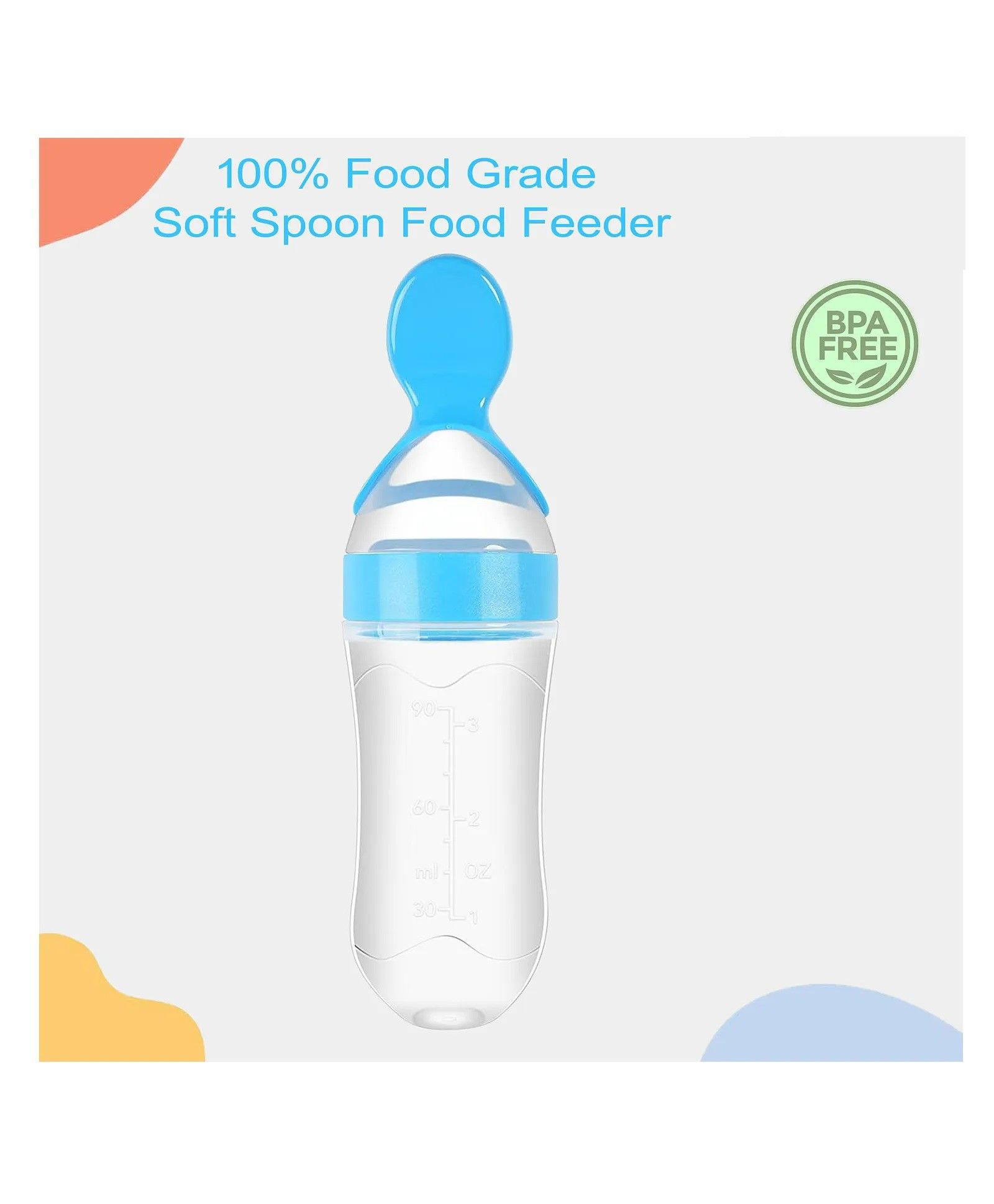 NeonateCare Silicone Easy Squeezy Spoon Food Feeder for Babies- Blue Spoon feeder-image-1