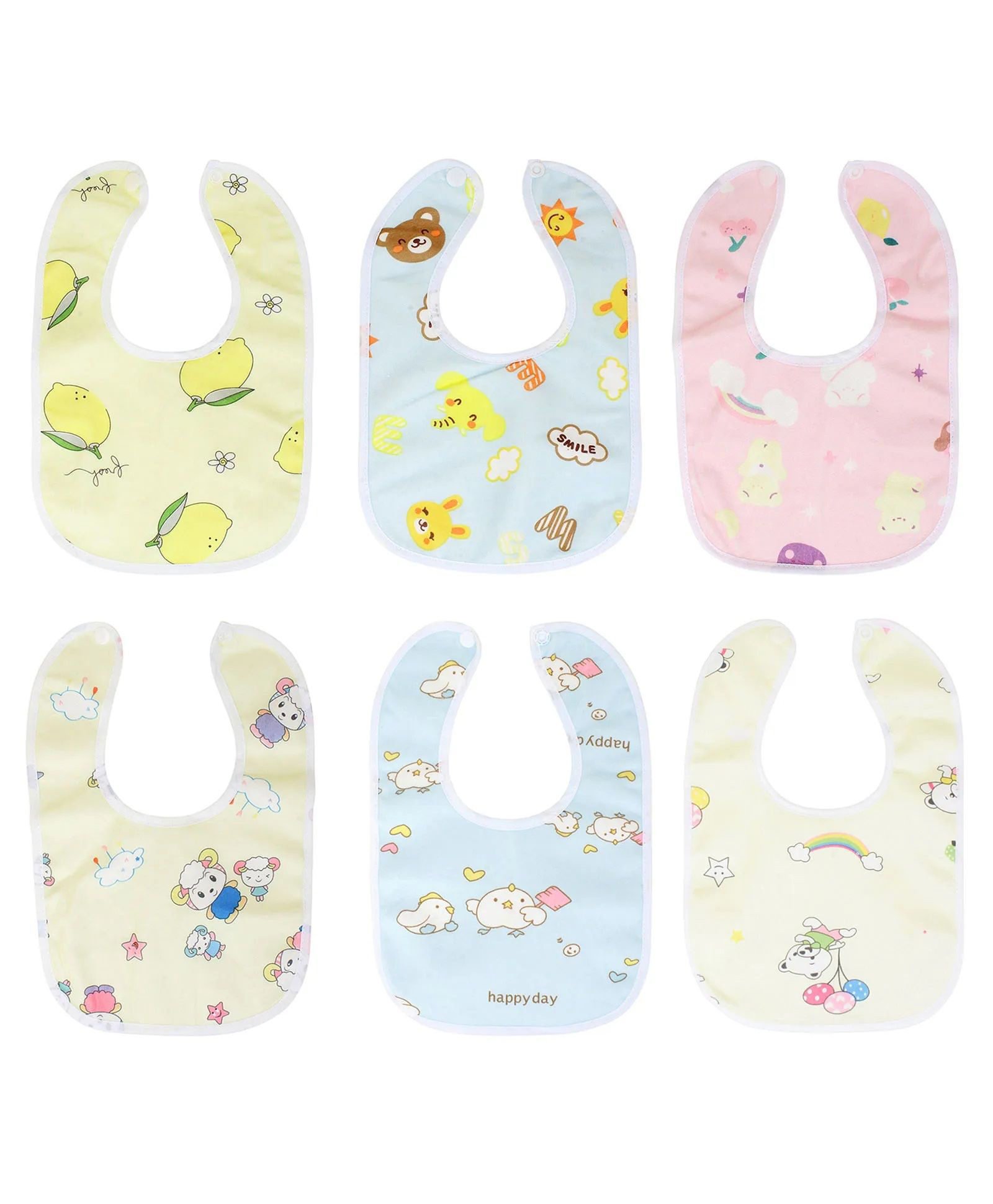 NeonateCare Baby Waterproof Cotton Bibs for Babies - Pack of 6 - Multicolor-picture-4