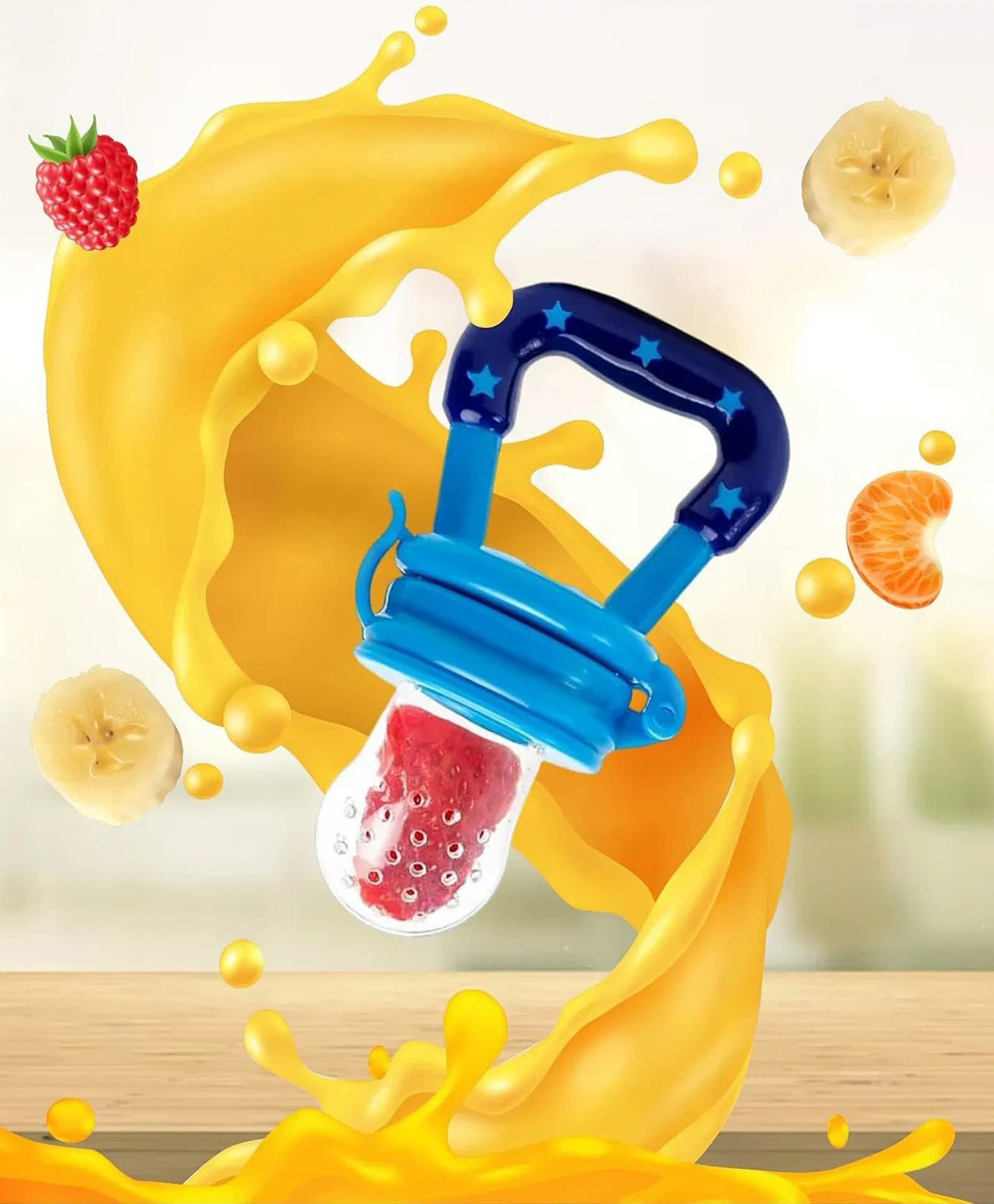 NeonateCare Silicone Fruit and Food Feeder - (Blue Fruit feeder)-image-26