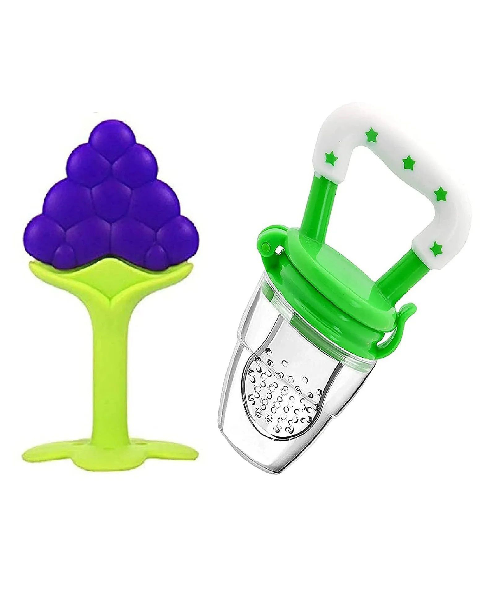 NeonateCare Baby Silicone Fruit Teether & Fruit Feeder Combo - Blue Fruit teether & Green Fruit Feeder - MultiColor-picture-22
