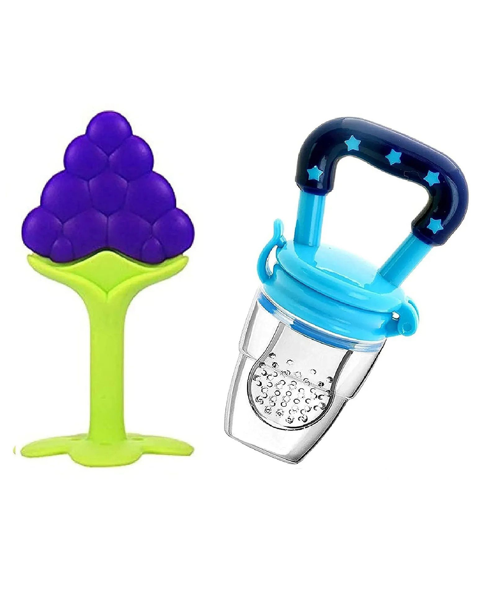 NeonateCare Baby Silicone Fruit Teether & Fruit Feeder Combo - Blue Fruit teether & Blue Fruit Feeder - Blue-image-11