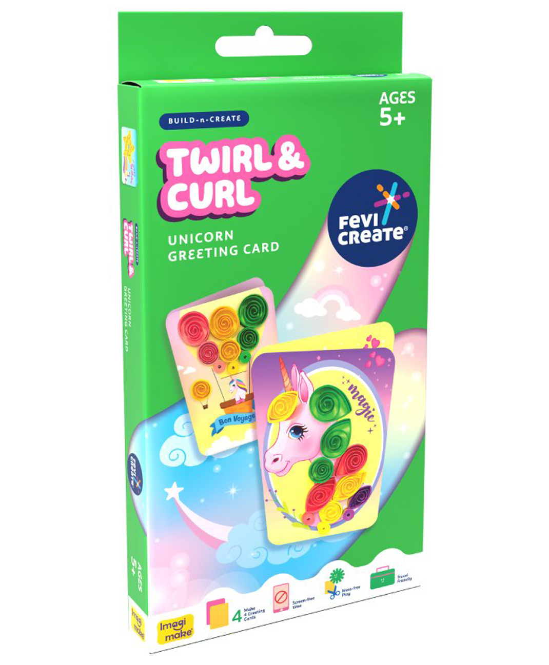 Fevicreate Build-N-Create Twirl & Curl Unicorn Greeting Colourful Cards Kit Quilling Art - Multicolor-image-5