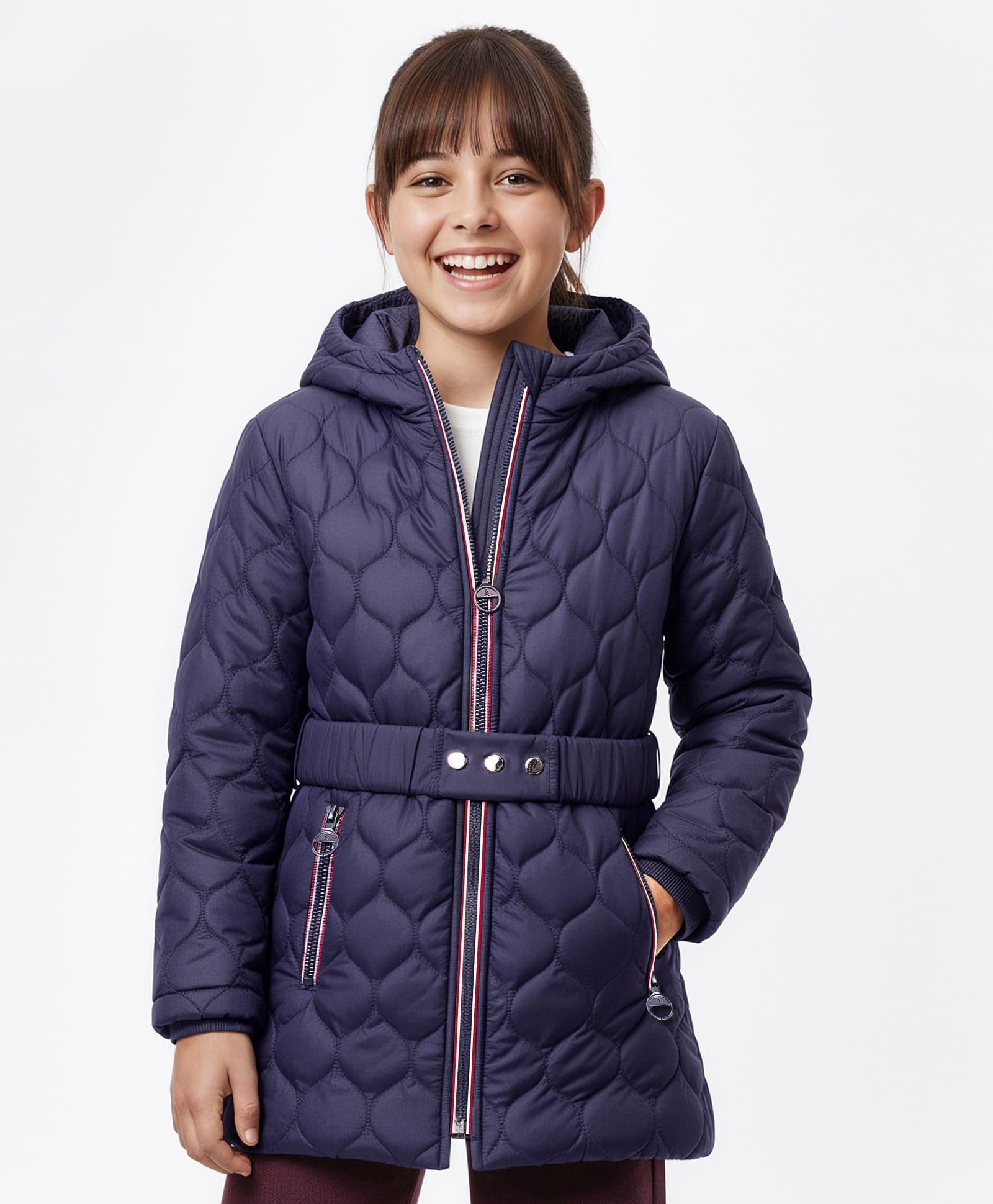 Pine Kids Woven Full Sleeves Solid Color Hooded Quilted Jacket - Navy Blue-picture-17