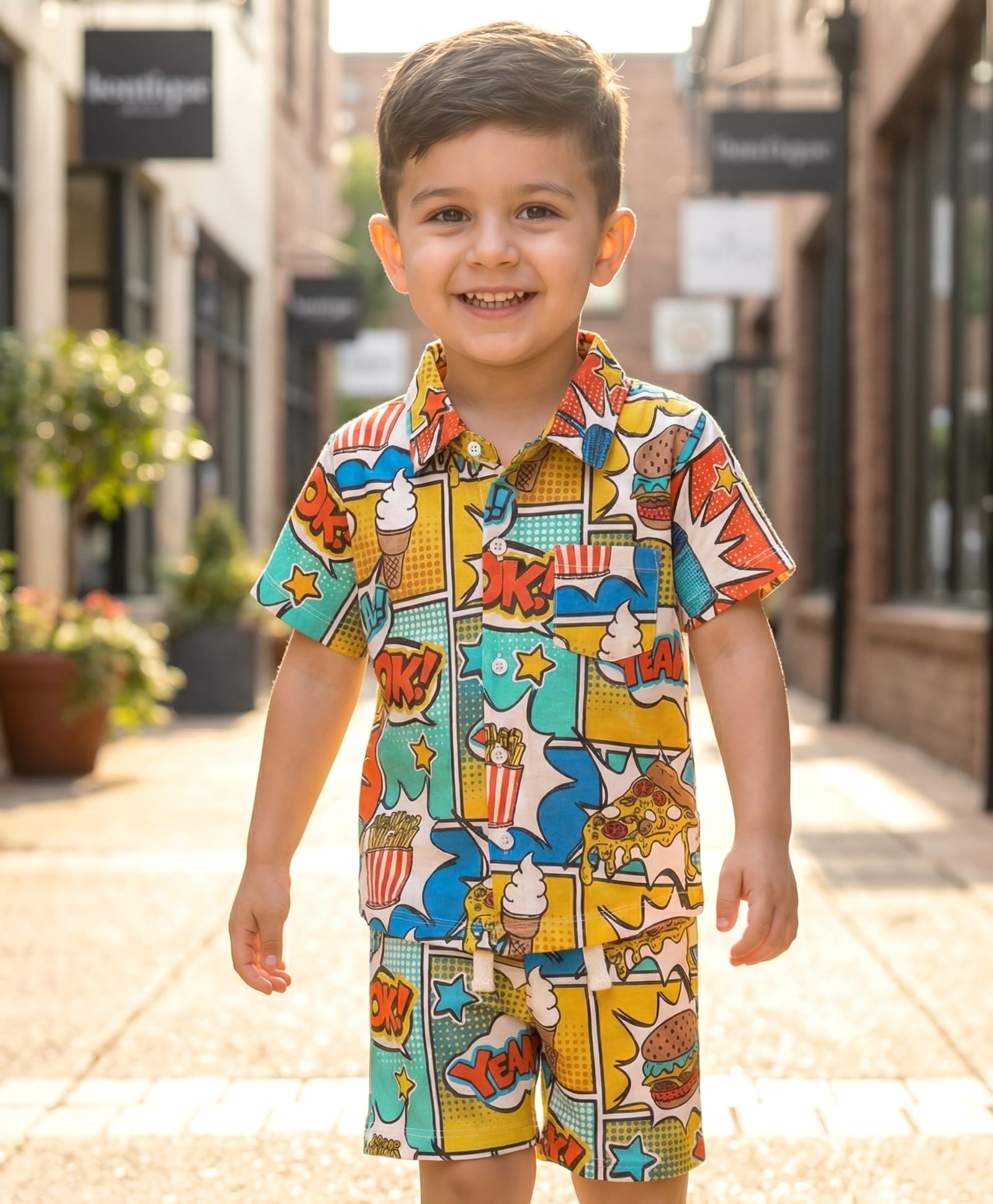 Babyhug Single Jersey Knit Half Sleeves Printed Shirt & Shorts Co-Ord Set - Multicolor-picture-21