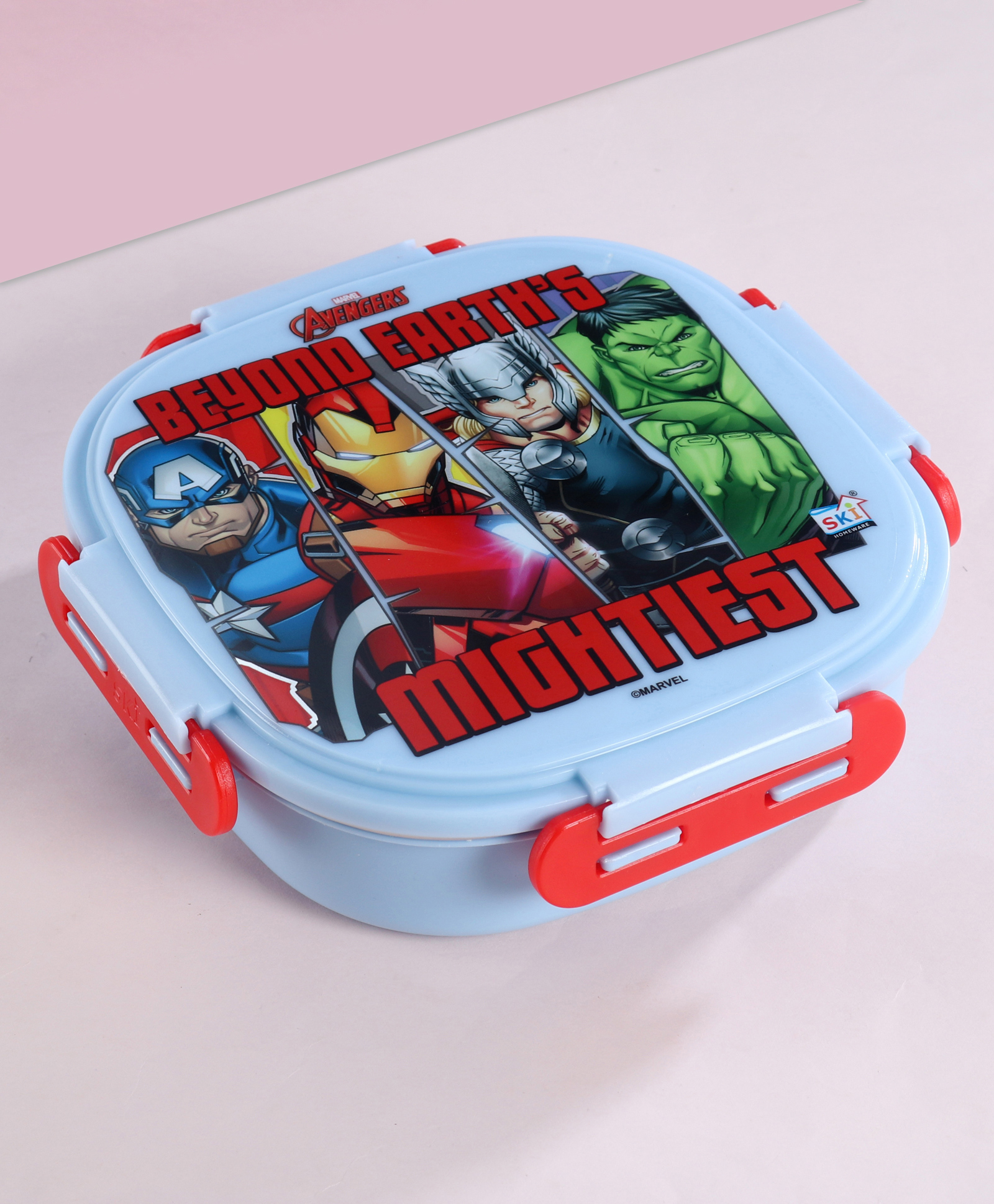 Marvel by SKI Avengers 3-Compartment Insulated Bento Box Stainless Steel Interior & Spoon - Sky Blue