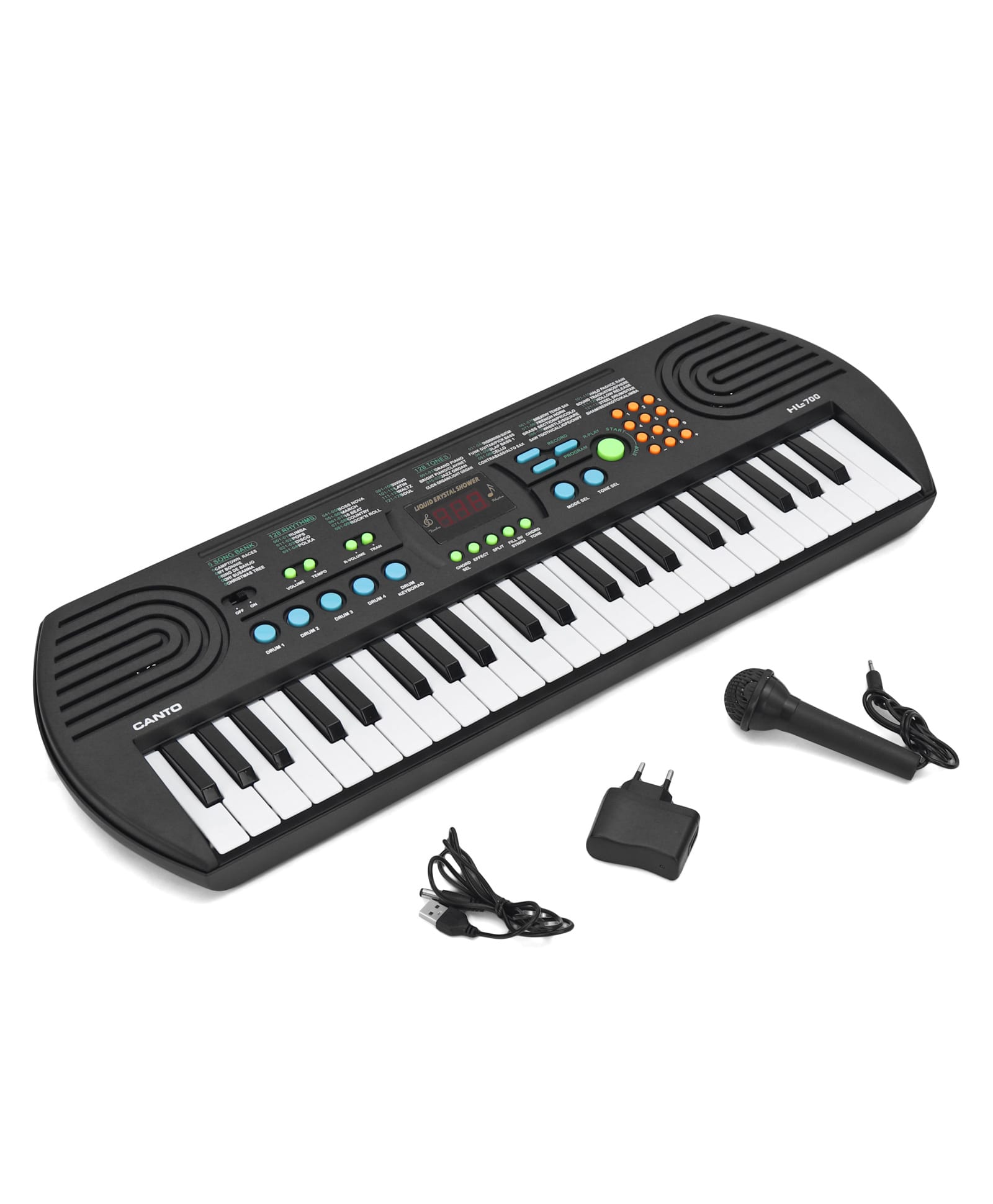 KiddyBuddy CANTO 44 Keys Piano HL-700 With Recording & Mic And With Additional Sounds Toy - Black