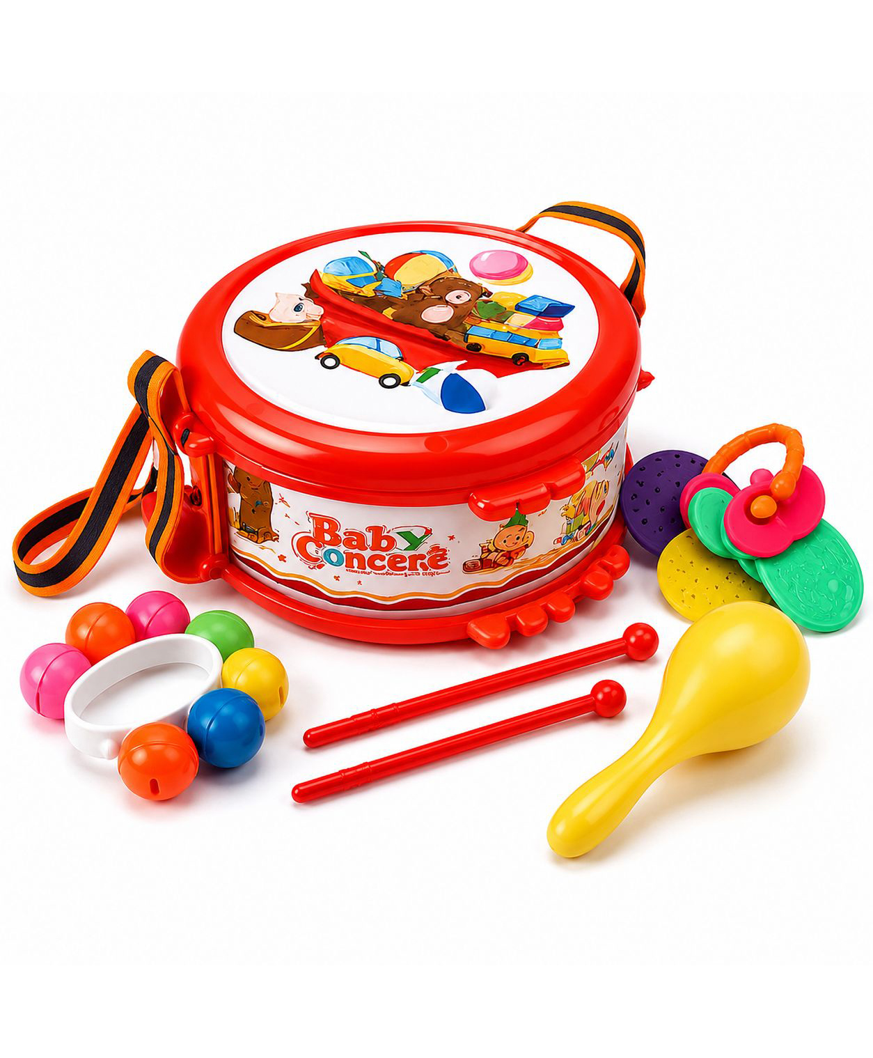 KiddyBuddy 5 Pcs Rattle Toy Set With Dafli Toy (Color & Design May Vary)-image-48