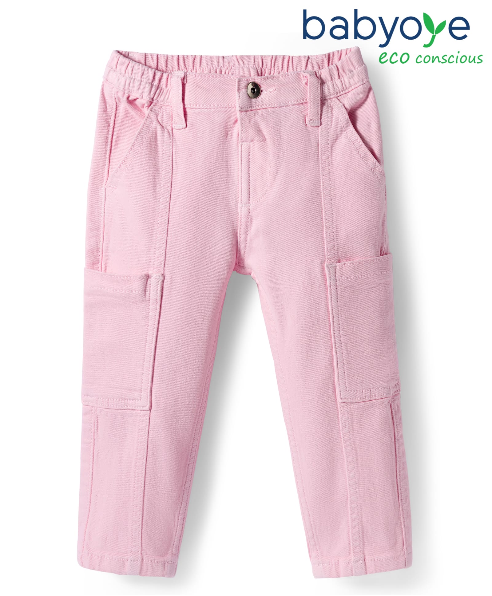 Babyoye Cotton Woven Full Length Over Dyed Jeans With Pockets - Pink-picture-21