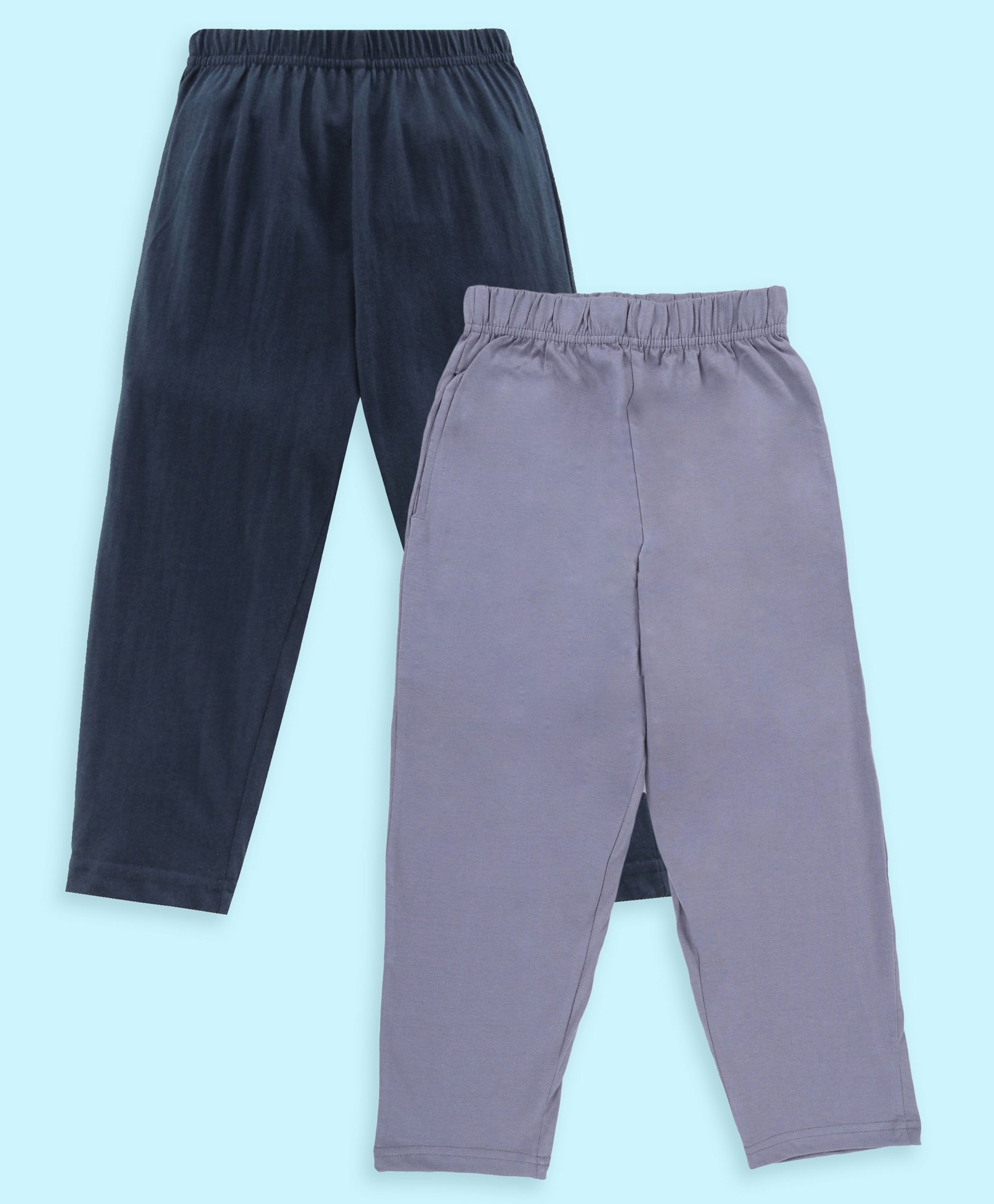 Kiddopanti Cotton Knit Pack Of 2 Solid Pajamas - Grey & Navy Blue-picture-19
