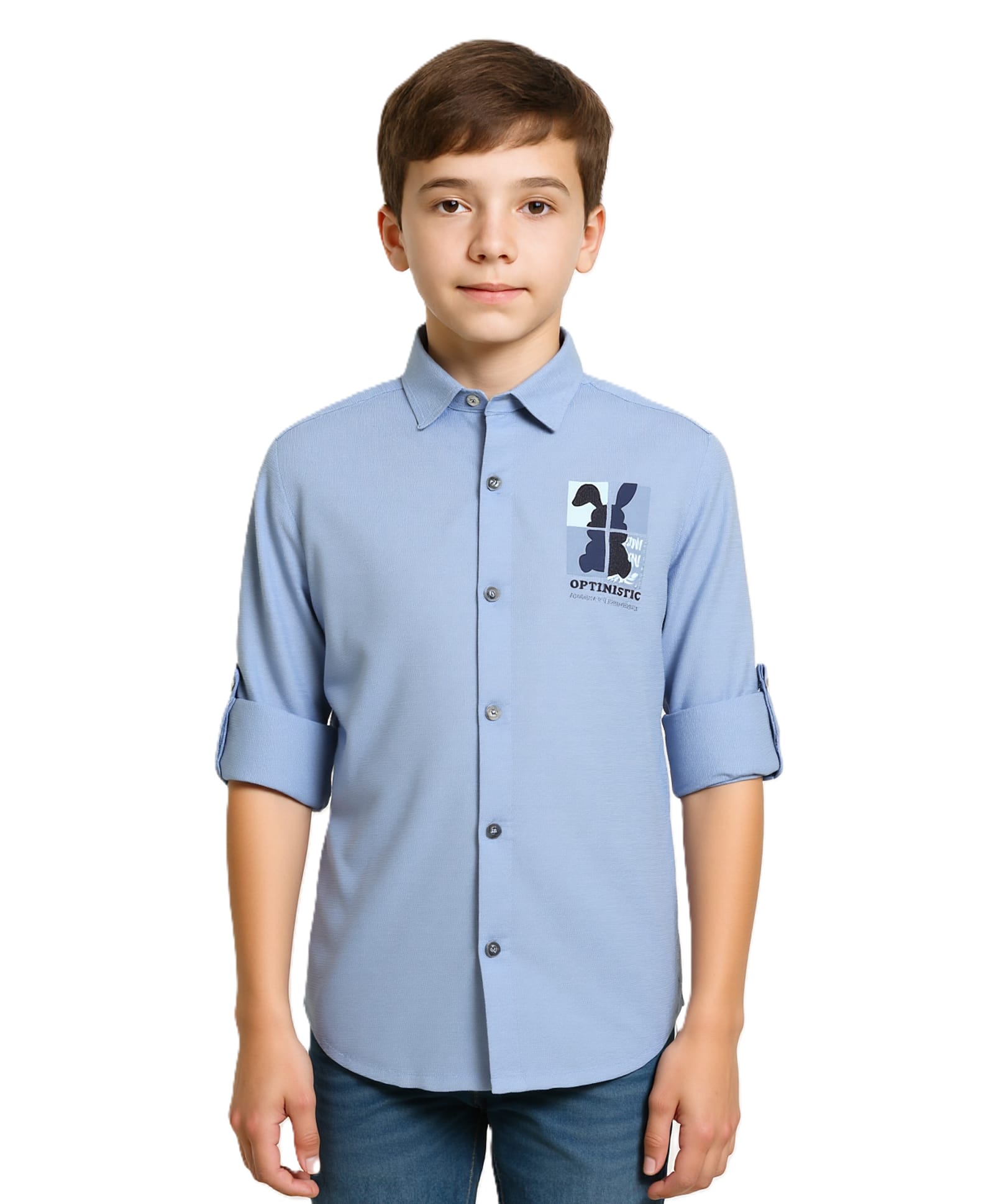 CAVIO Cotton Woven Full Sleeves Teddy Bear Printed Shirt - Blue-picture-17
