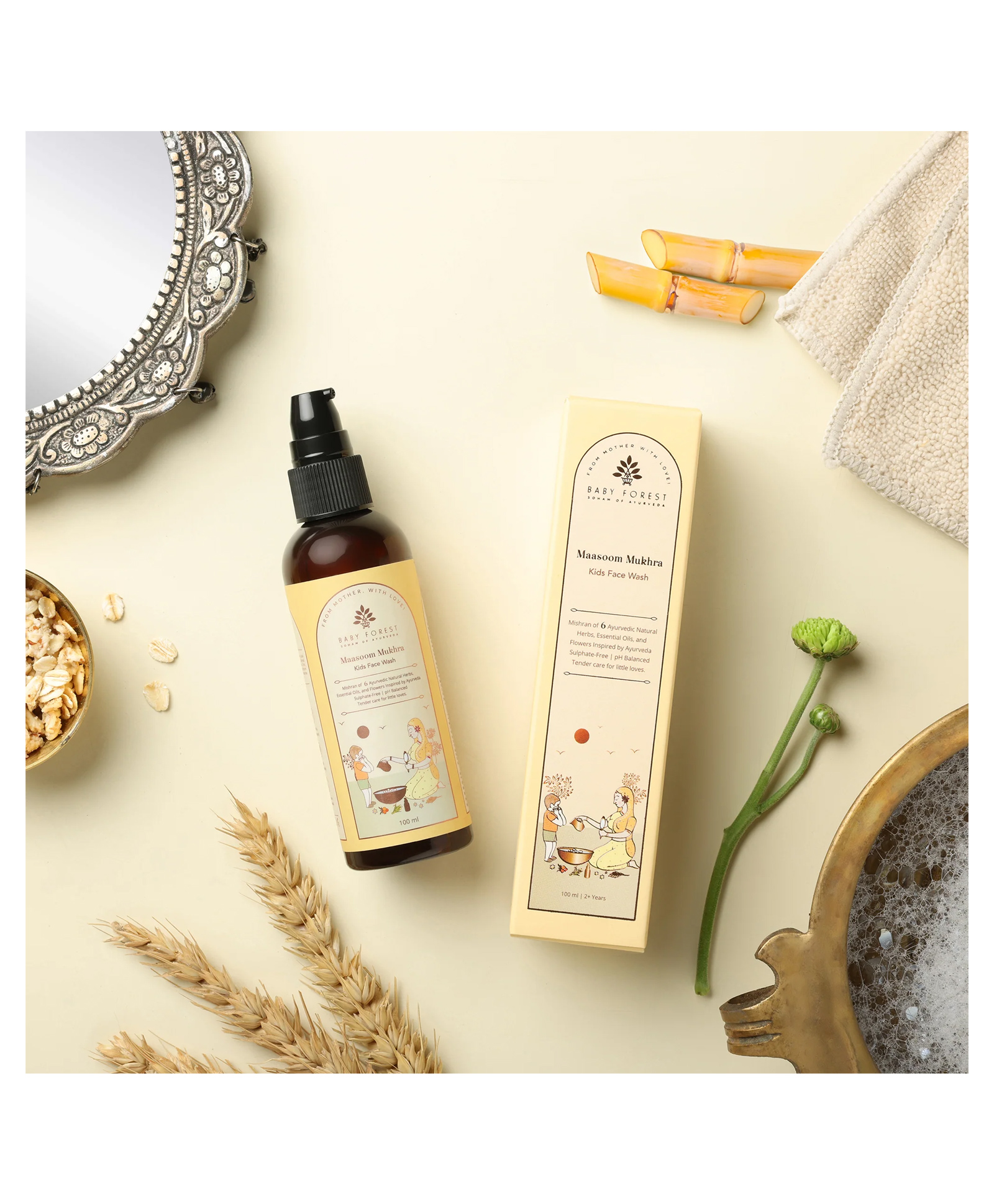 BABY FOREST Maasoom Mukhra Ayurvedic Kids Face Wash Mixture of 6 Ayurvedic Natural herbs, Essential Oils & Flowers - 100 ml-image-35