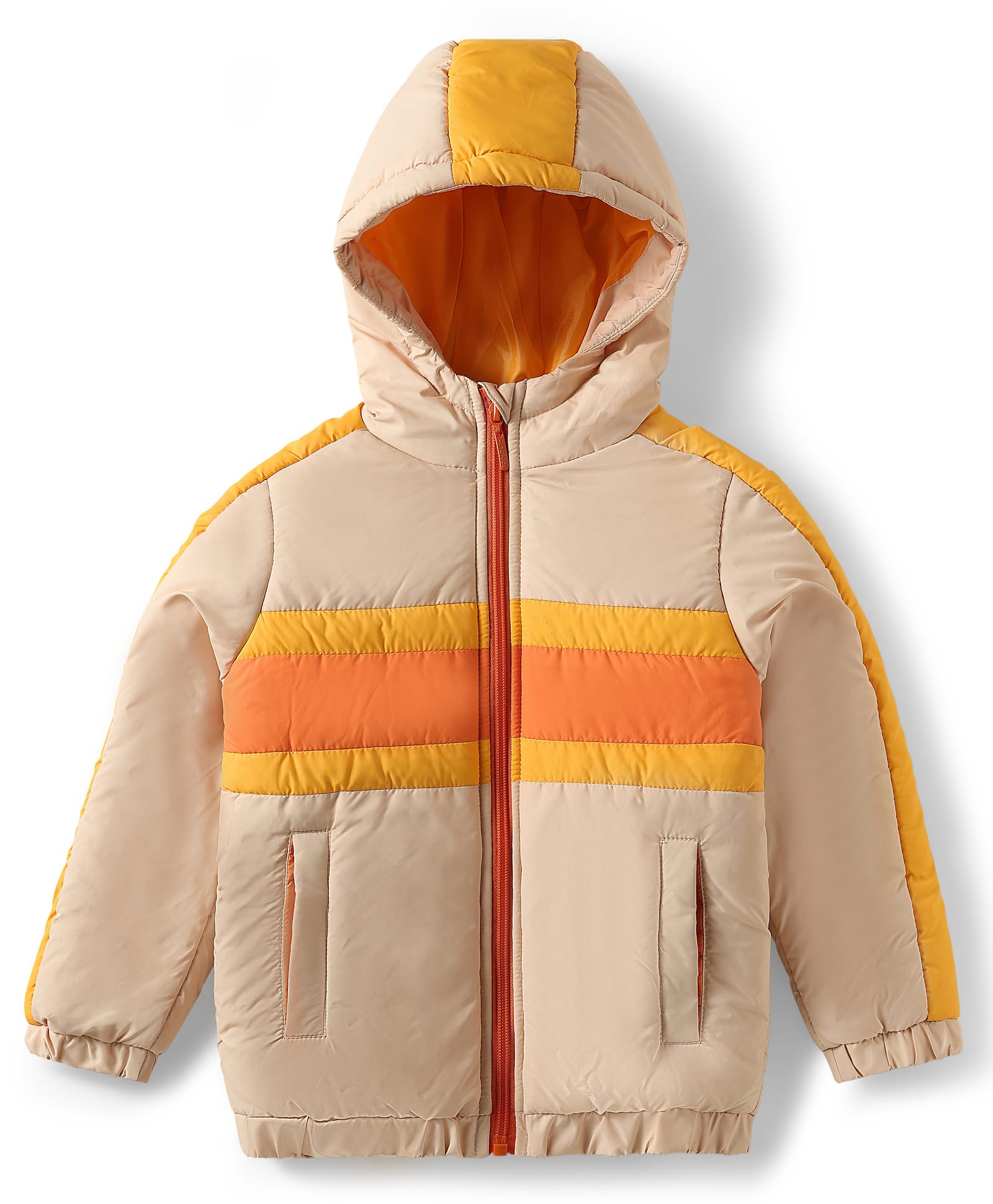 Pine Kids Woven Full Sleeves Padded Hooded Jacket With Cut & Sew Design - Yellow-image-42