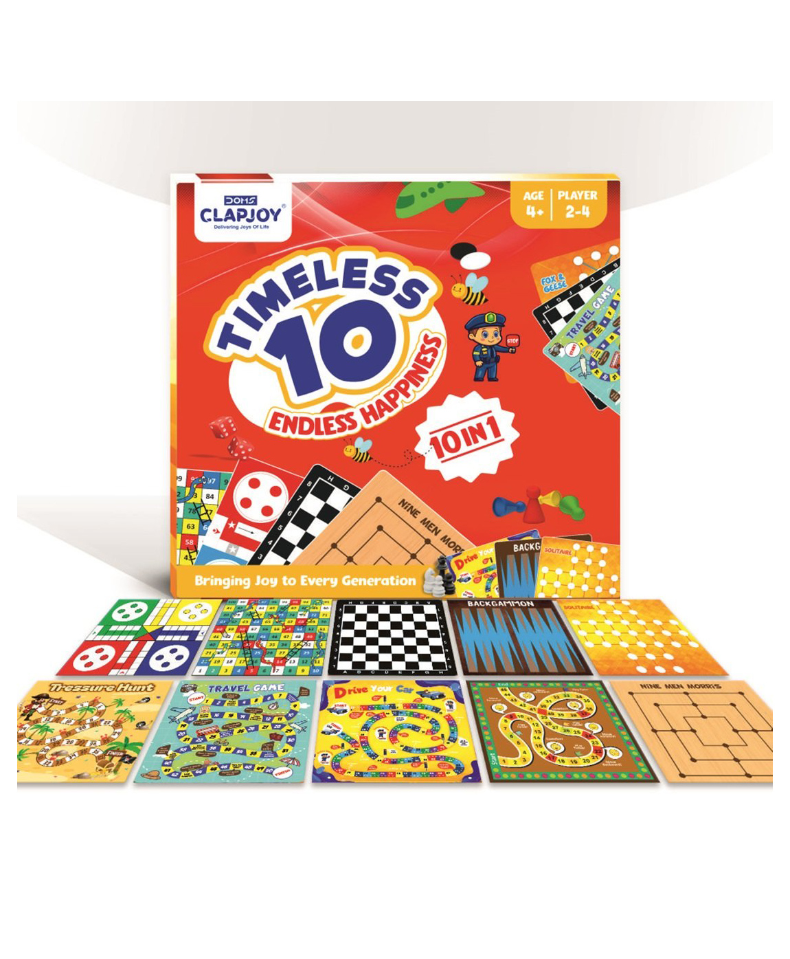 Clapjoy Timeless 10-in-1 Board Games Combo for Kids & Adults-image-49
