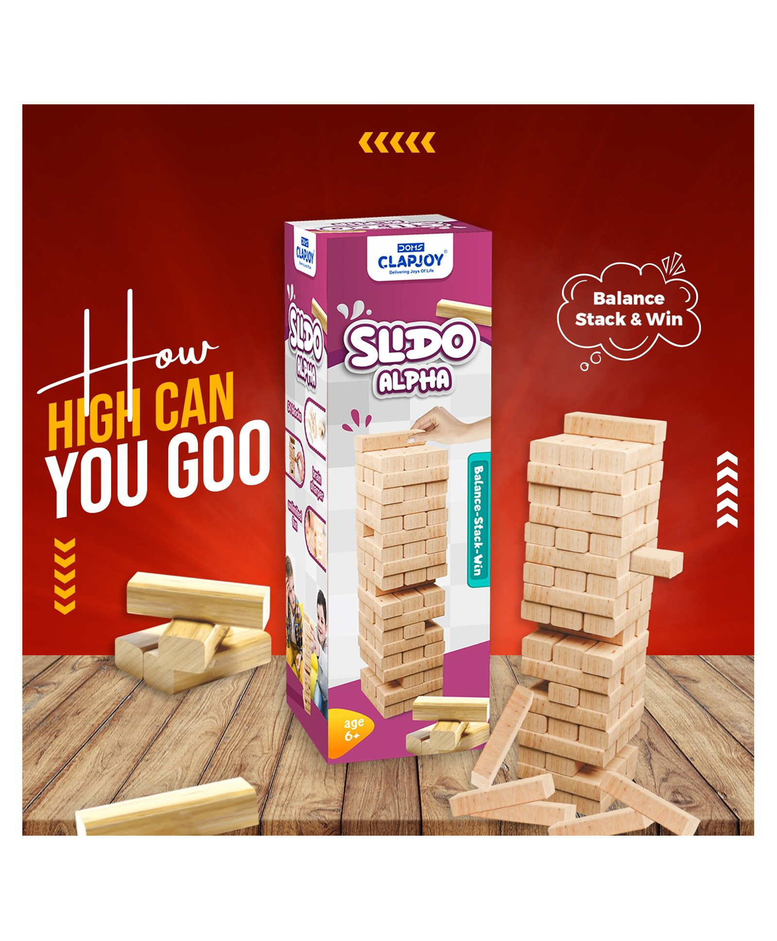 CLAPJOY Slido Alpha Wooden Stacking & Tumbling Tower Game-image-8