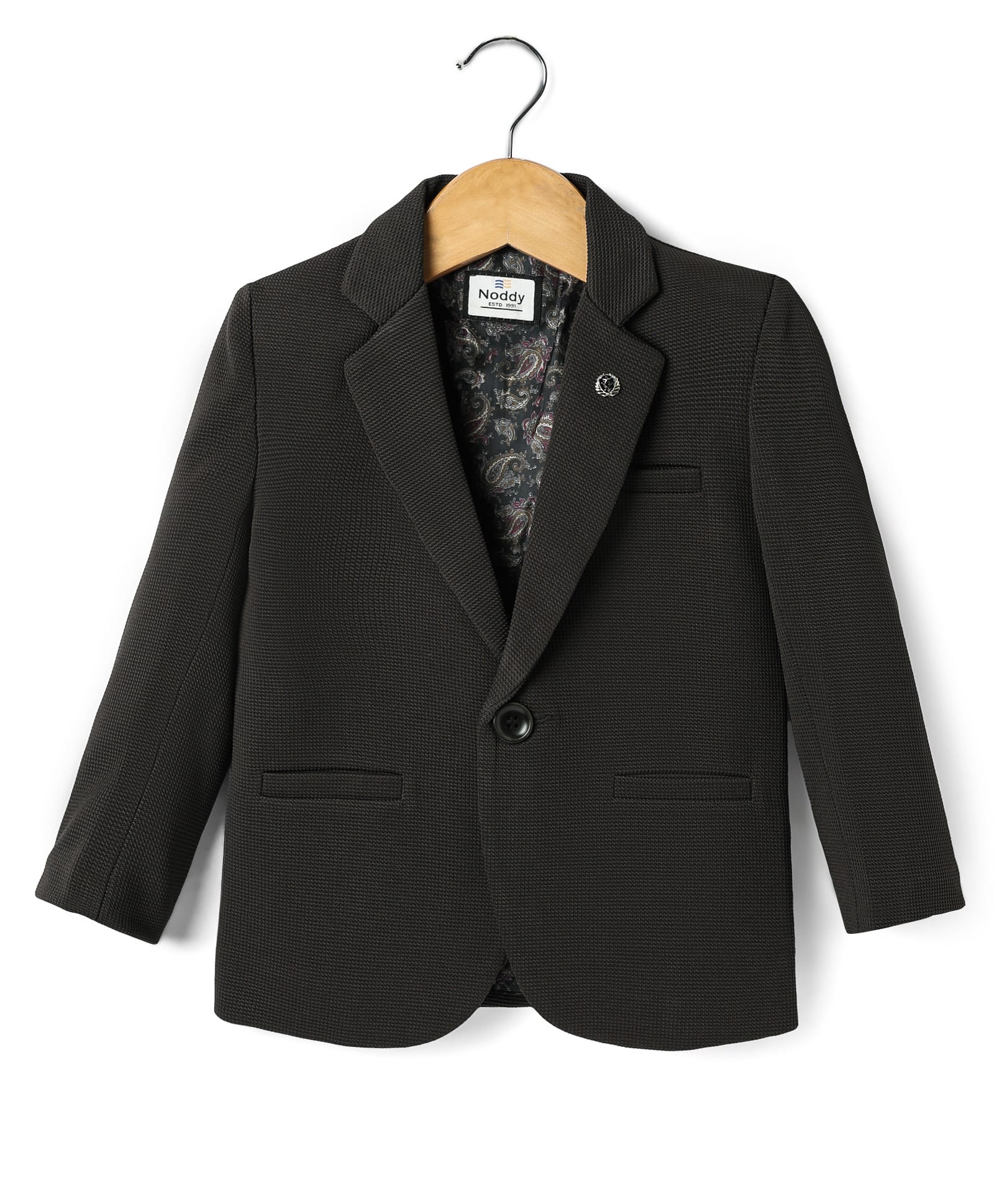 Noddy Full Sleeves Textured Blazer - Grey-picture-11