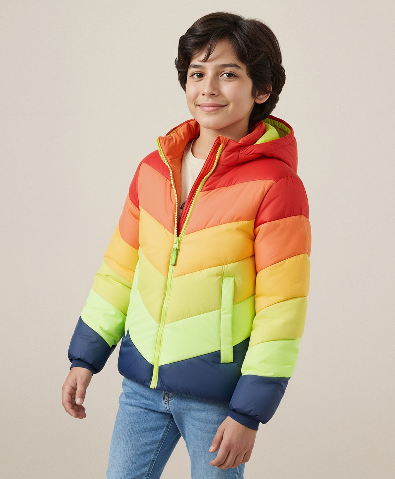 Pine Kids Woven Full Sleeves Solid Color Block Hooded Padded Jacket - Multicolor-picture-26