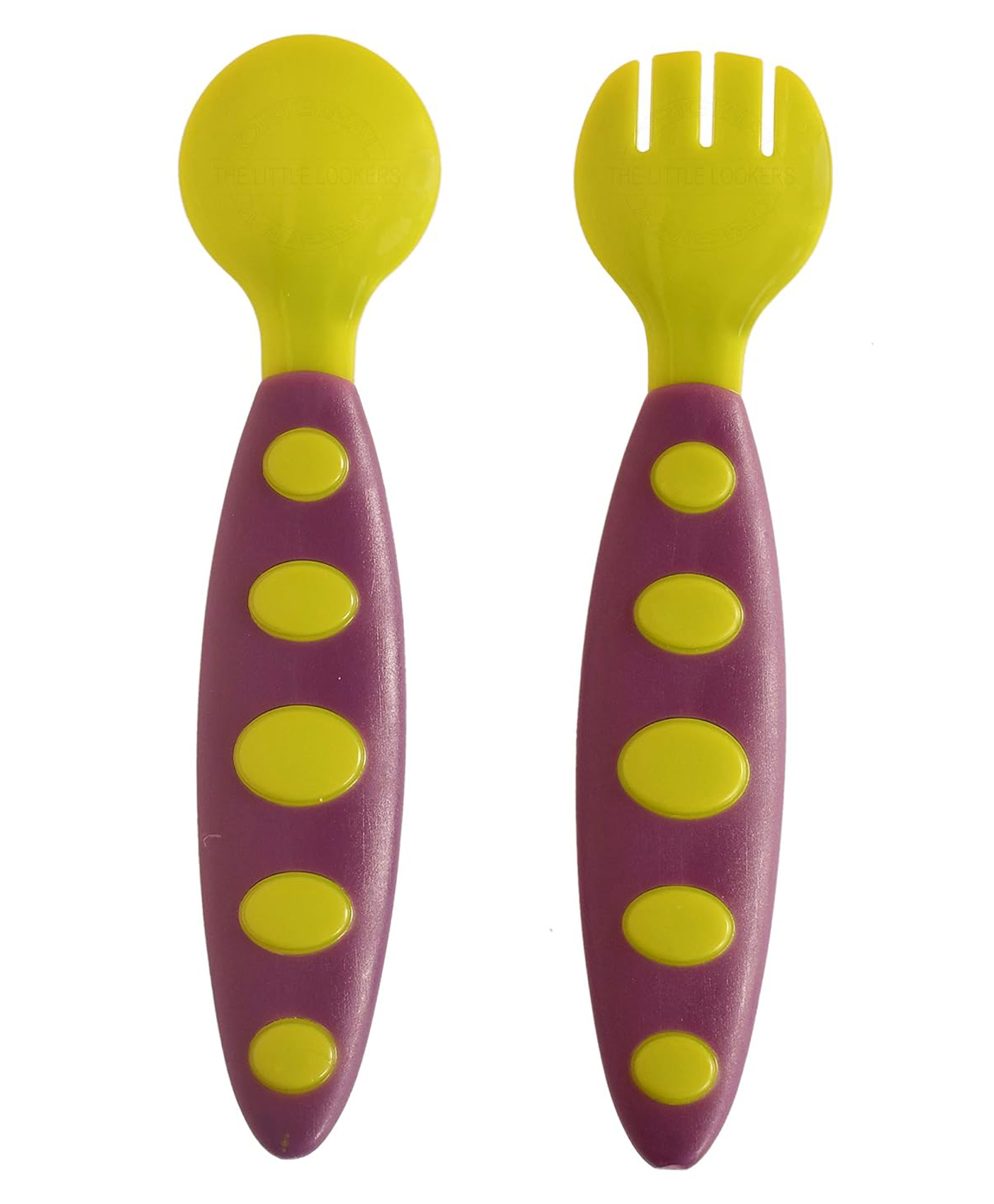 THE LITTLE LOOKERS BPA Free Food Grade Plastic Easy Grip Spoon and Fork Set| Colorful Tableware/Attractive Cutlery Set for Kids/Babies/Toddlers/Boys/Girls (Multi, Pack of 1-Set of 2 (Green))-image-45