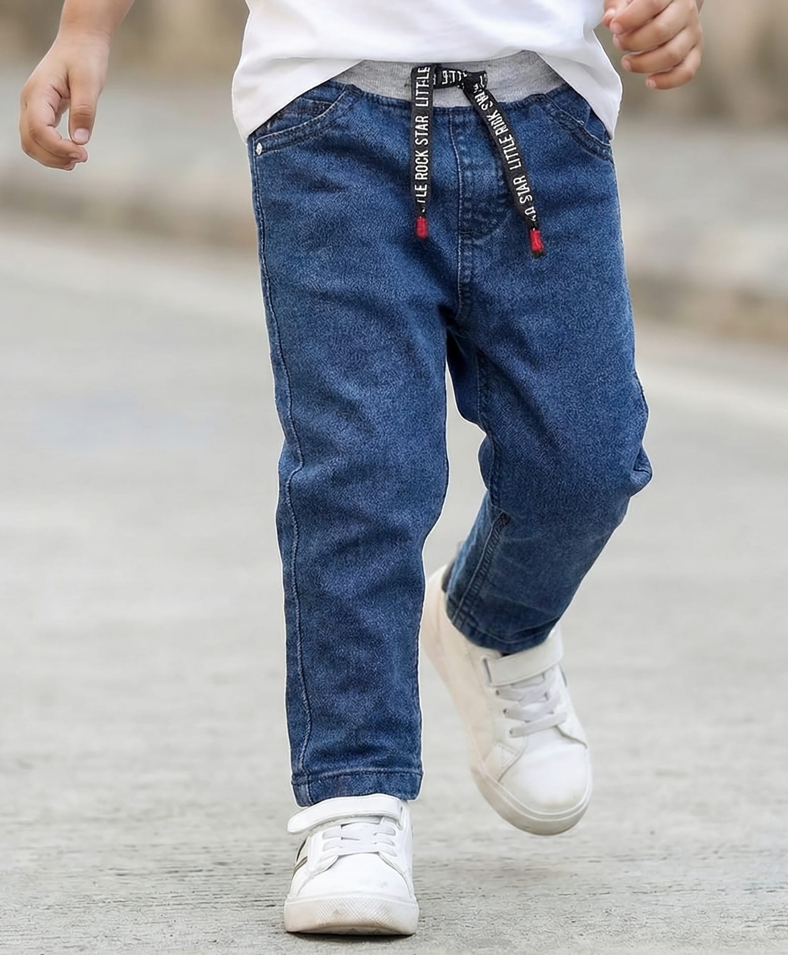 Babyhug Cotton Denim Full Length Washed Jeans With Stretch - Navy Blue-picture-20