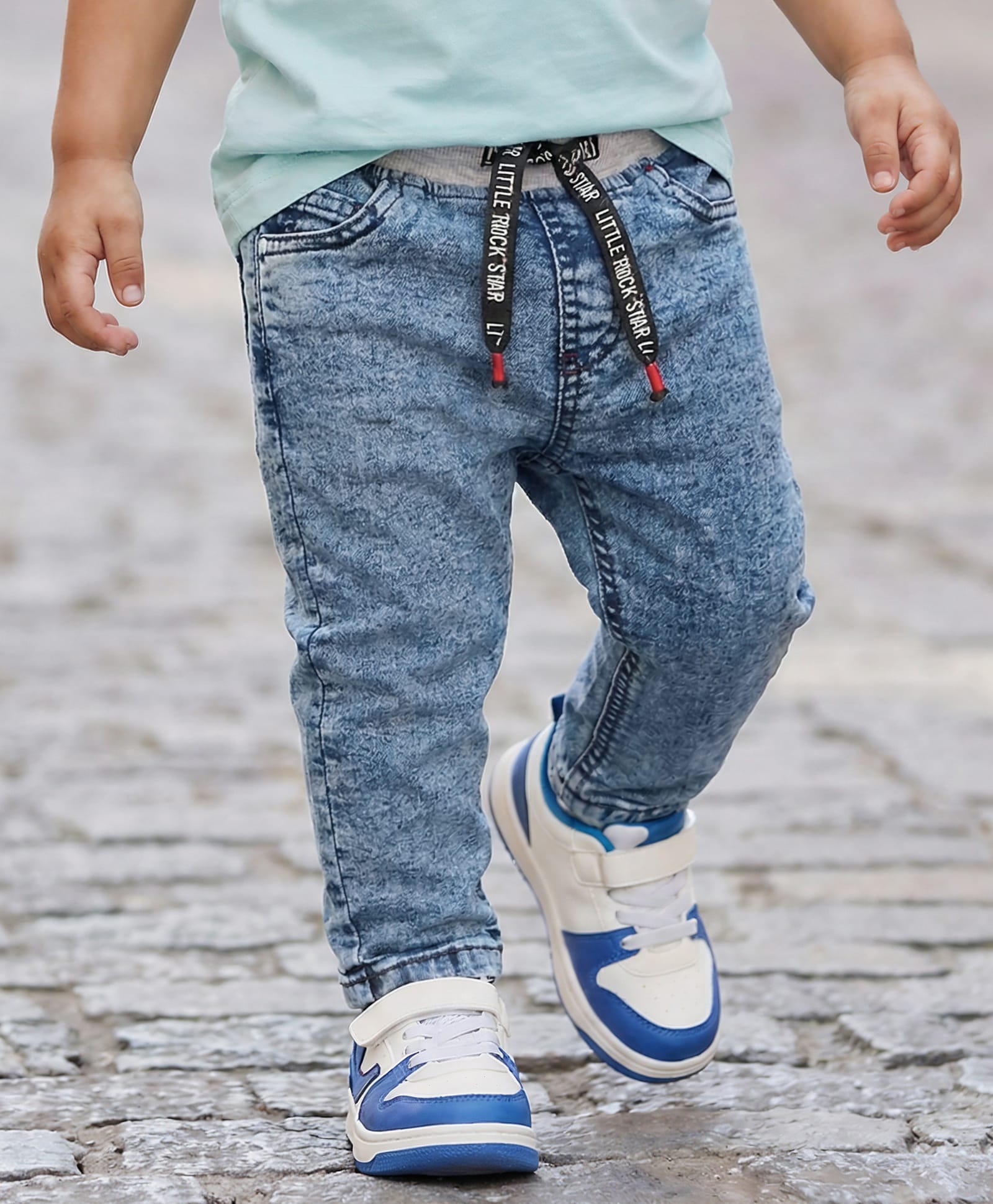 Babyhug Cotton Denim Full Length Washed Jeans With Stretch - Blue-picture-20