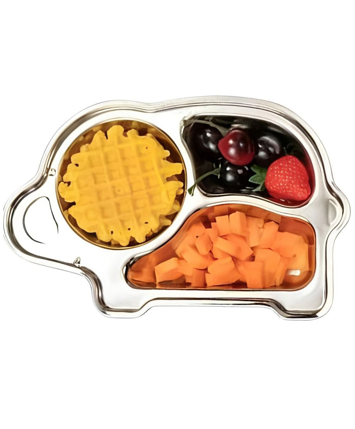 Happy Hues Stainless Steel Divided Meal Plate Tray-3 Compartments Dinner Dish for Baby (Elephant2)-picture-17
