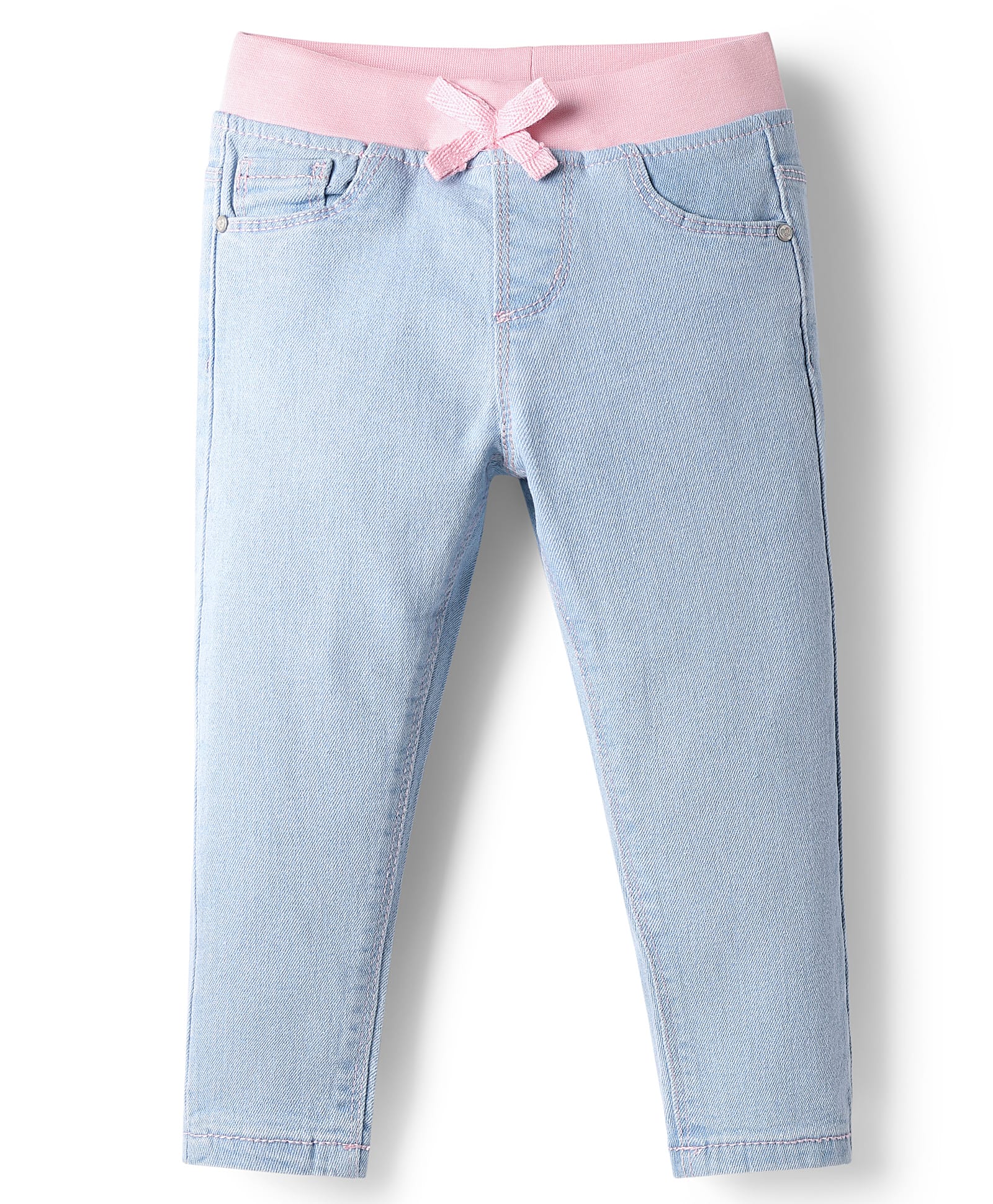 Babyhug Cotton Denim Full Length Washed Jeans With Stretch - Light Blue-picture-11