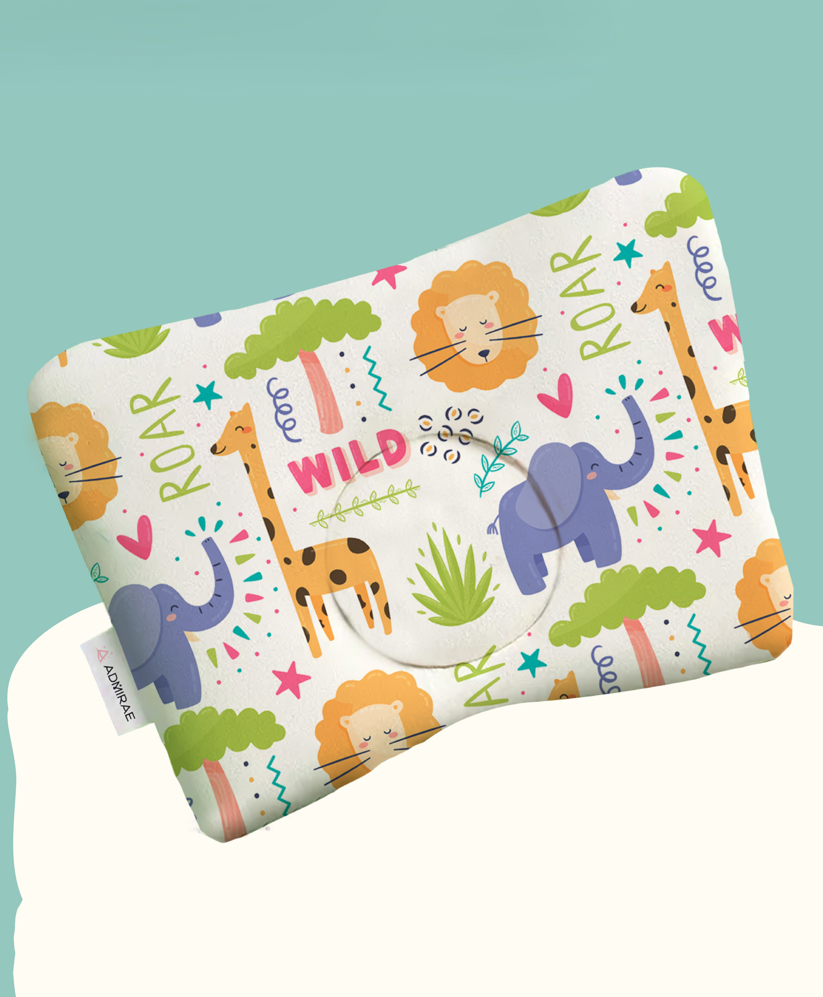 ADMIRAE Premium Head Shaping Memory Foam Baby Pillow, Animal Print-image-7