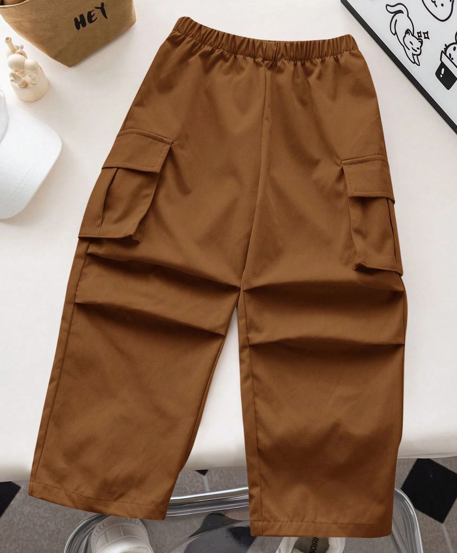 tior Cotton Woven Solid Cargo Pants - Brown-picture-25