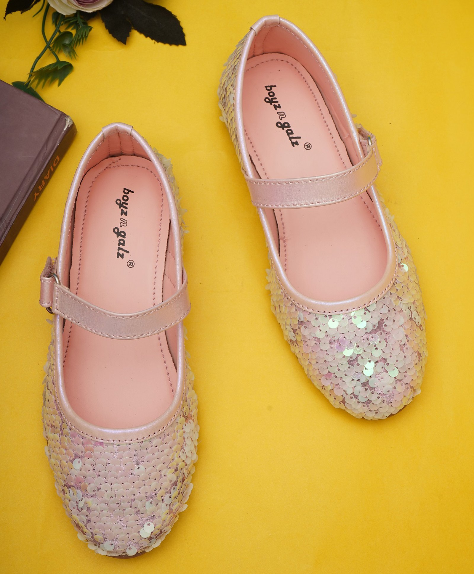 boyz n galz Sequins Embellished Velcro Closure Mary Jane Ballerinas - Pink-picture-25