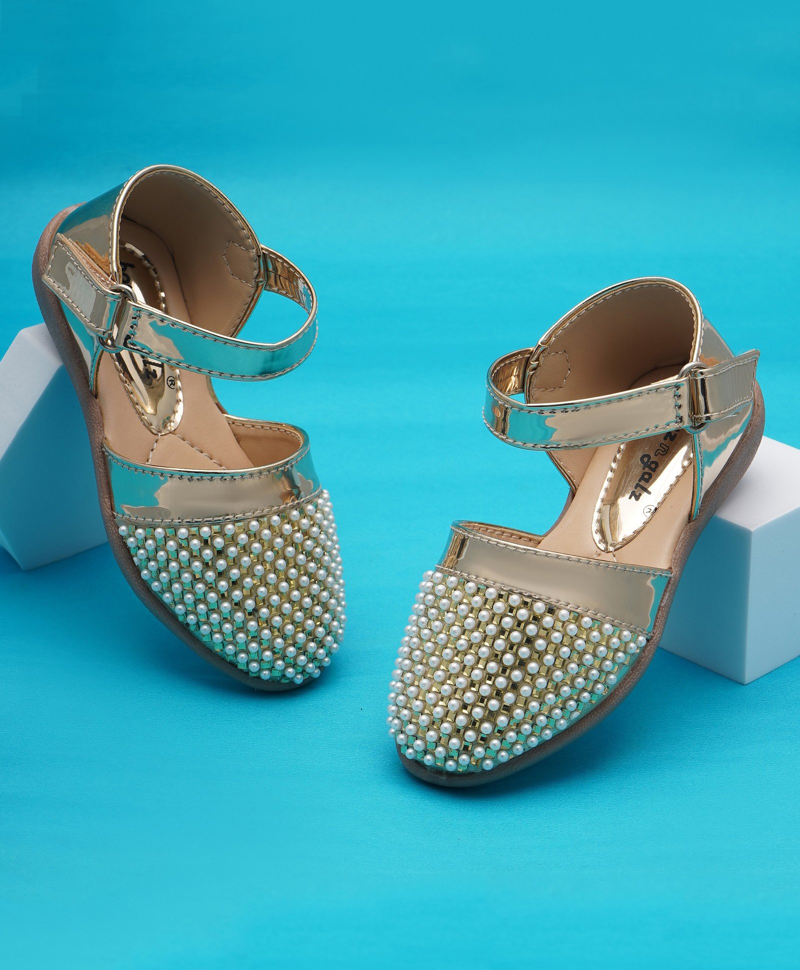 boyz n galz Metallic Beads Embellished Sandals - Gold-picture-12