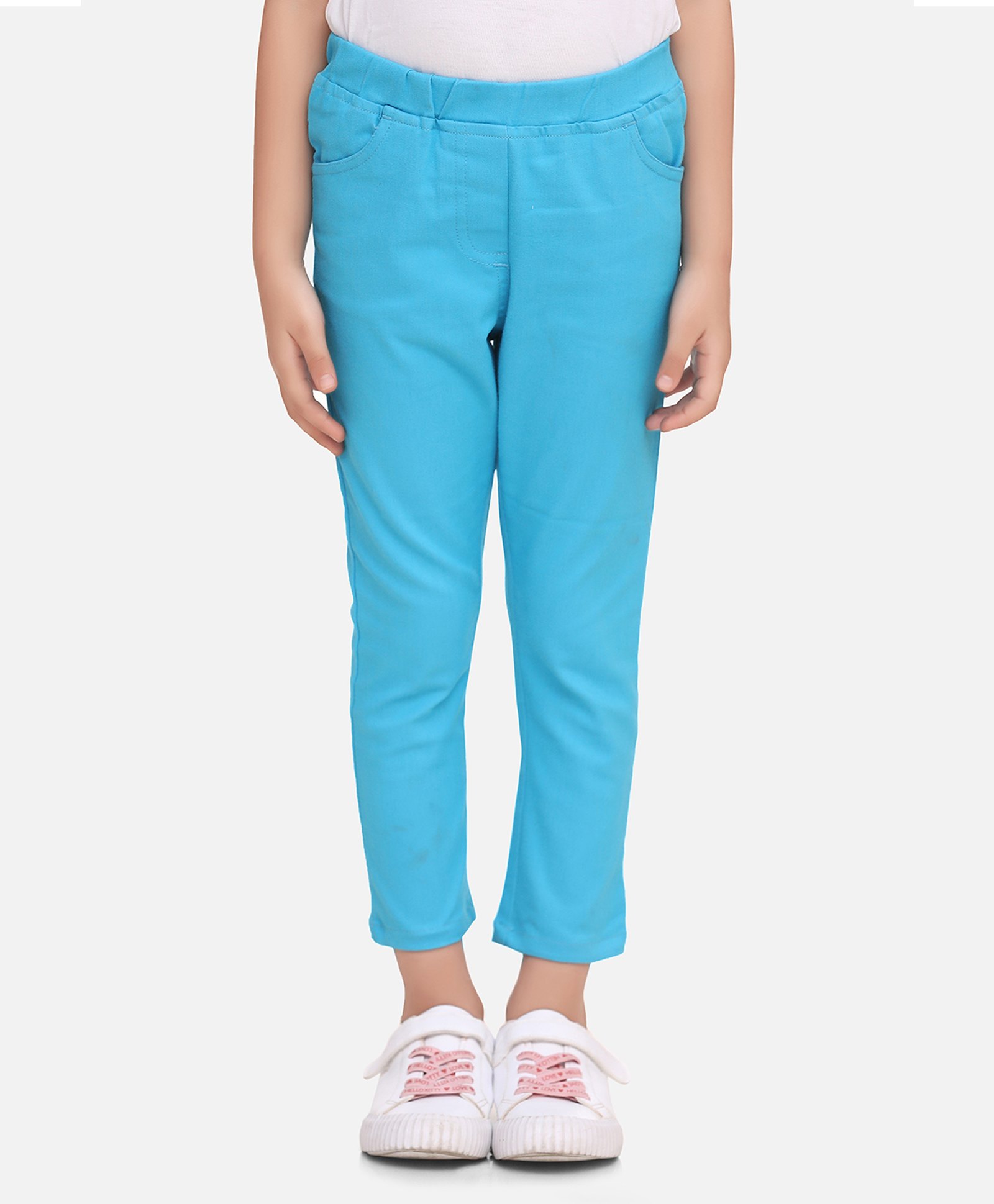 StyleStone Cotton Woven Solid Stretchable Jeggings -Turquoise Blue-picture-12