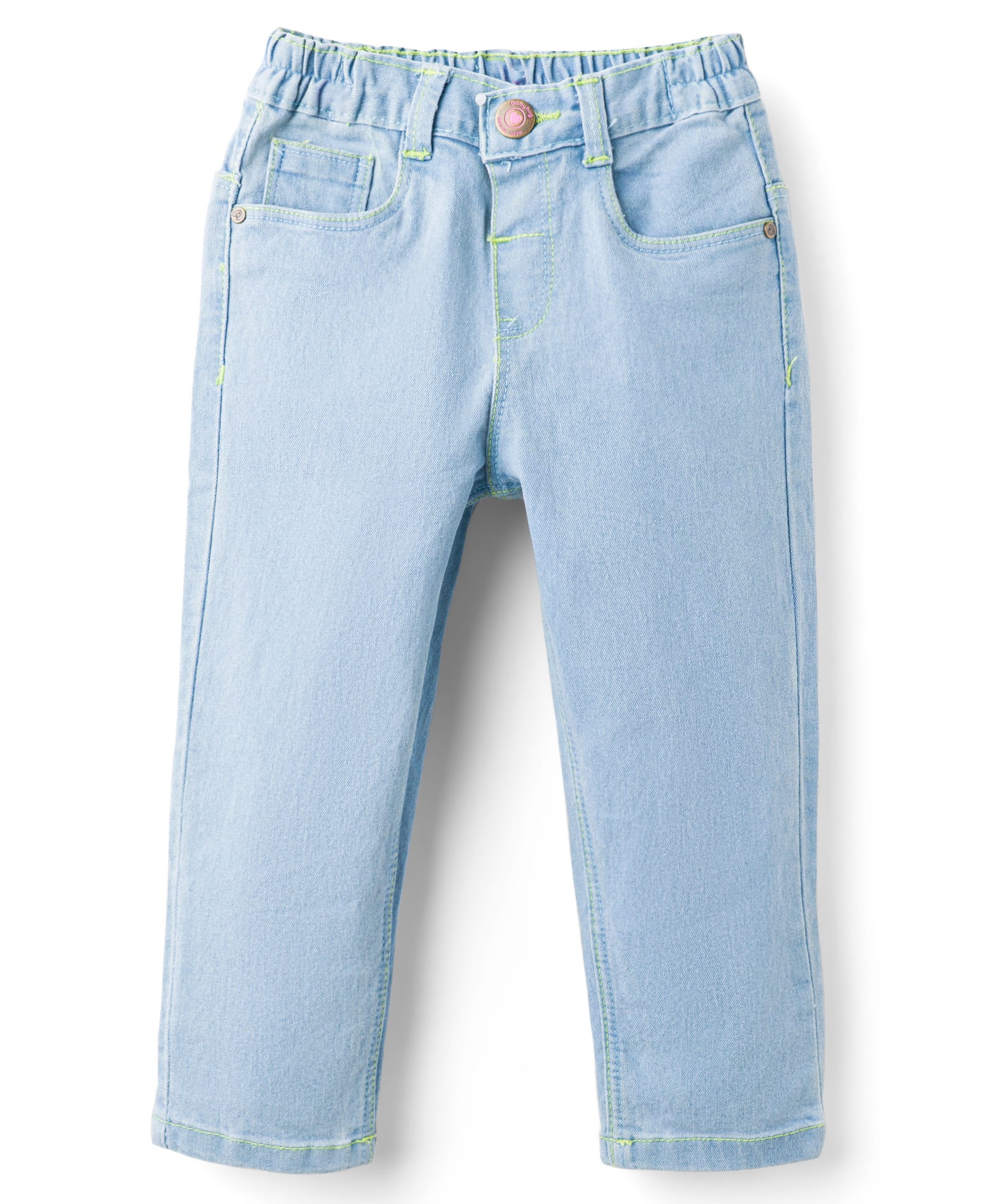 Babyhug Denim Full Length Washed Jeans with Stretch - Light Blue-picture-18