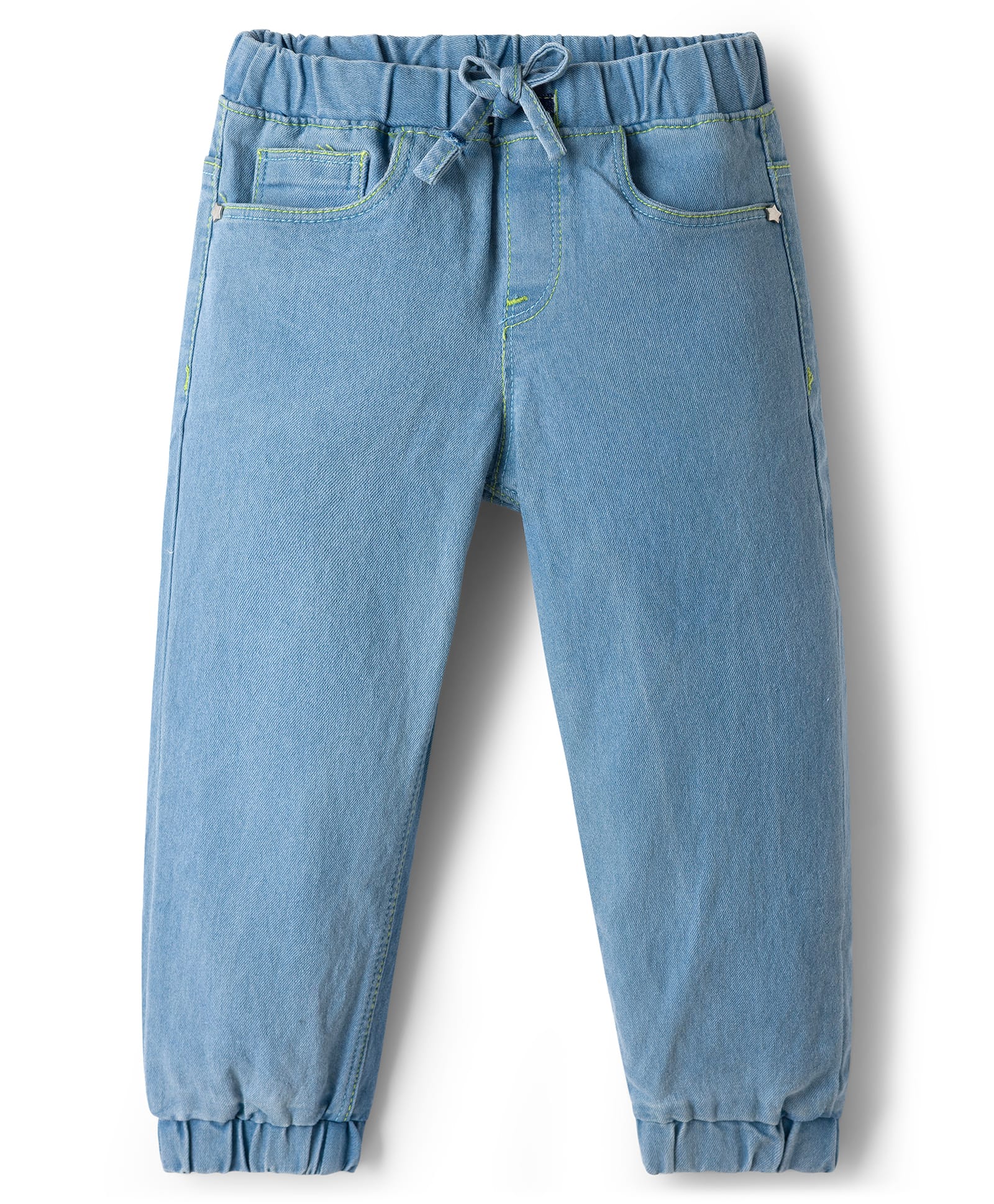 Babyhug Cotton Denim Full Length Washed Jeans With Stretch - Light Blue-picture-30
