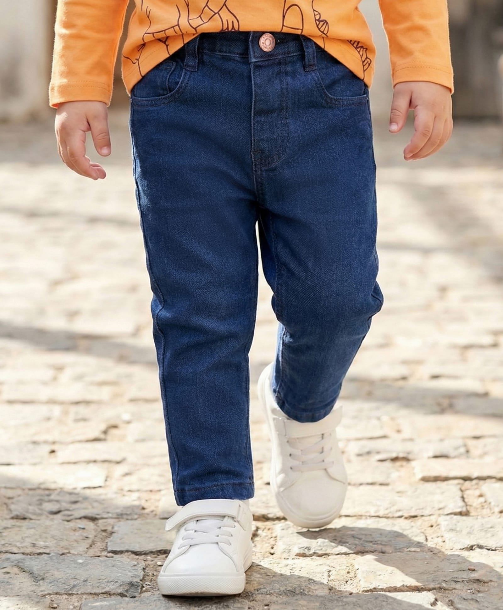 Babyhug Denim Full Length Washed Jeans With Stretch - Navy Blue-picture-10