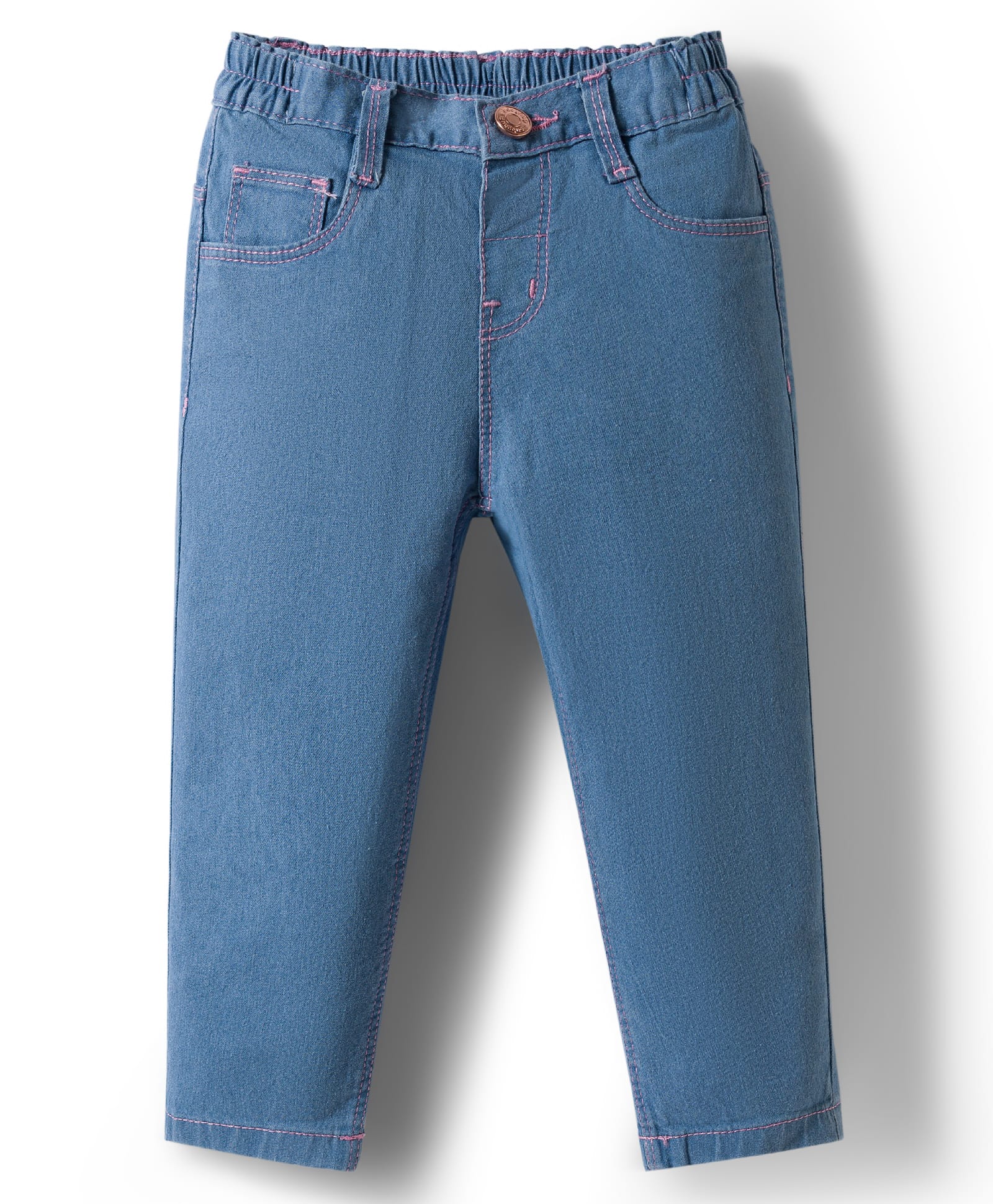 Babyhug Denim Full Length Washed Jeans With Stretch - Light Blue-picture-16