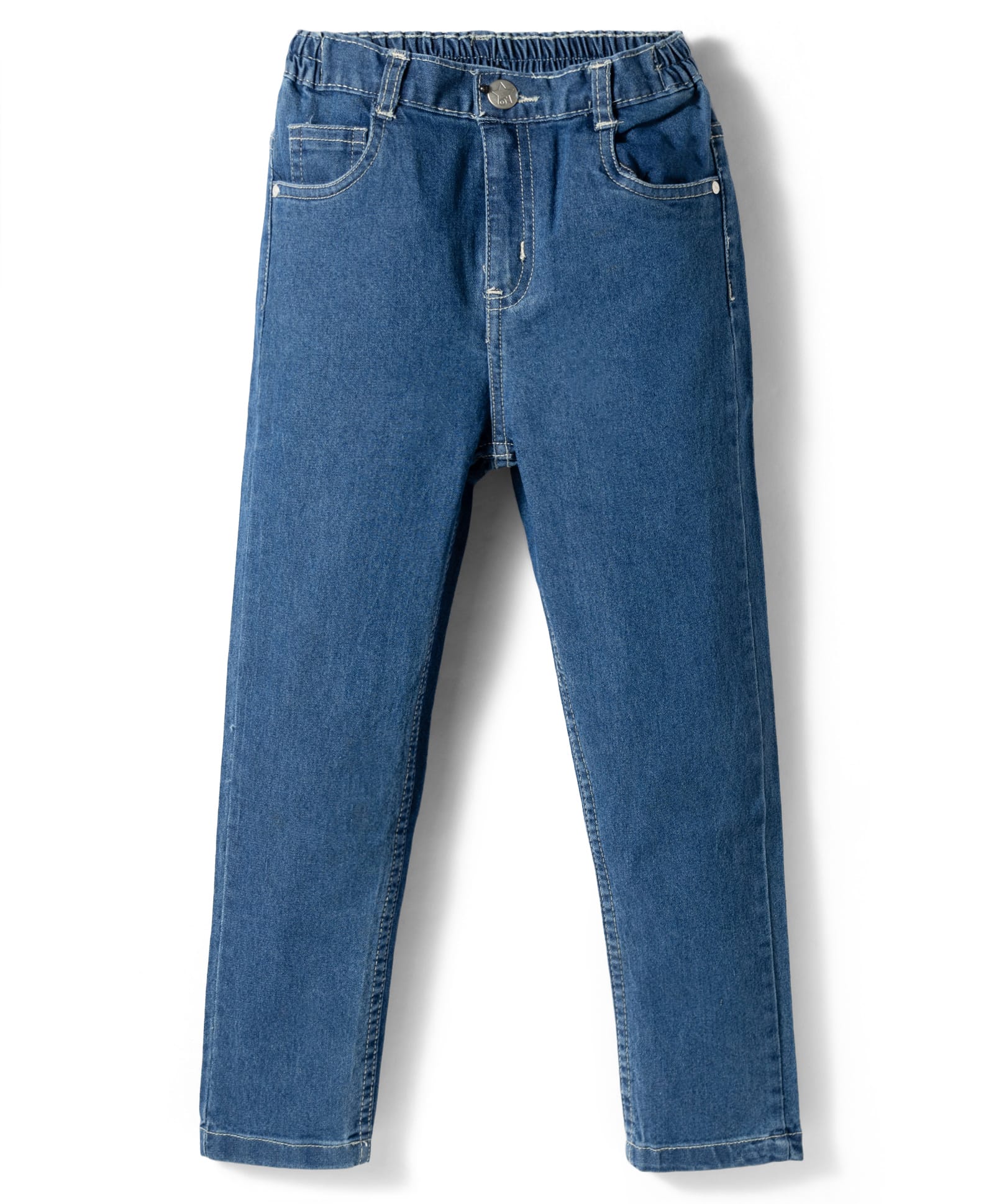 Babyhug Denim Full Length Wahsed Jeans With Stretch - Blue-picture-10
