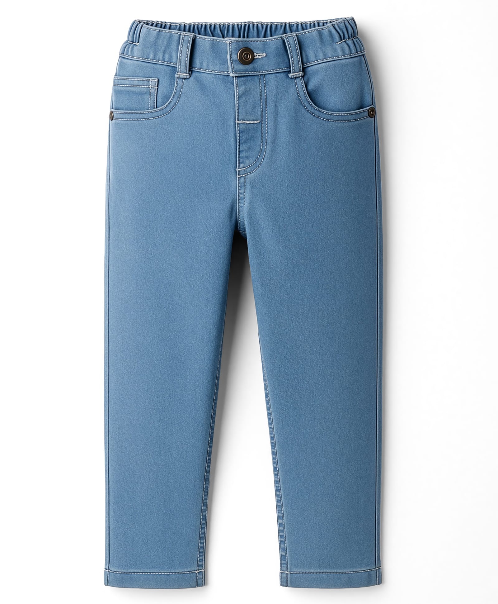 Babyhug Denim Full Length Washed Jeans With Stretch - Light Blue-picture-17