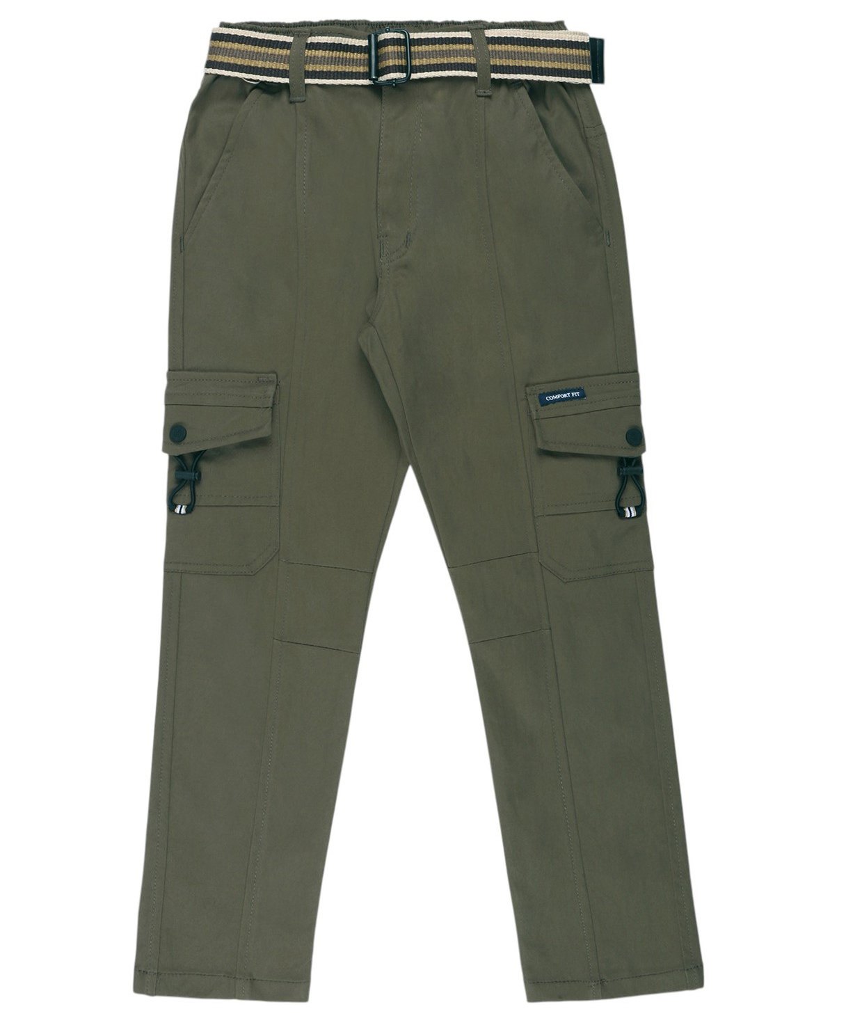 CAVIO Cotton Blend Woven Solid Cargo Pants With Belt - Olive Green-picture-18