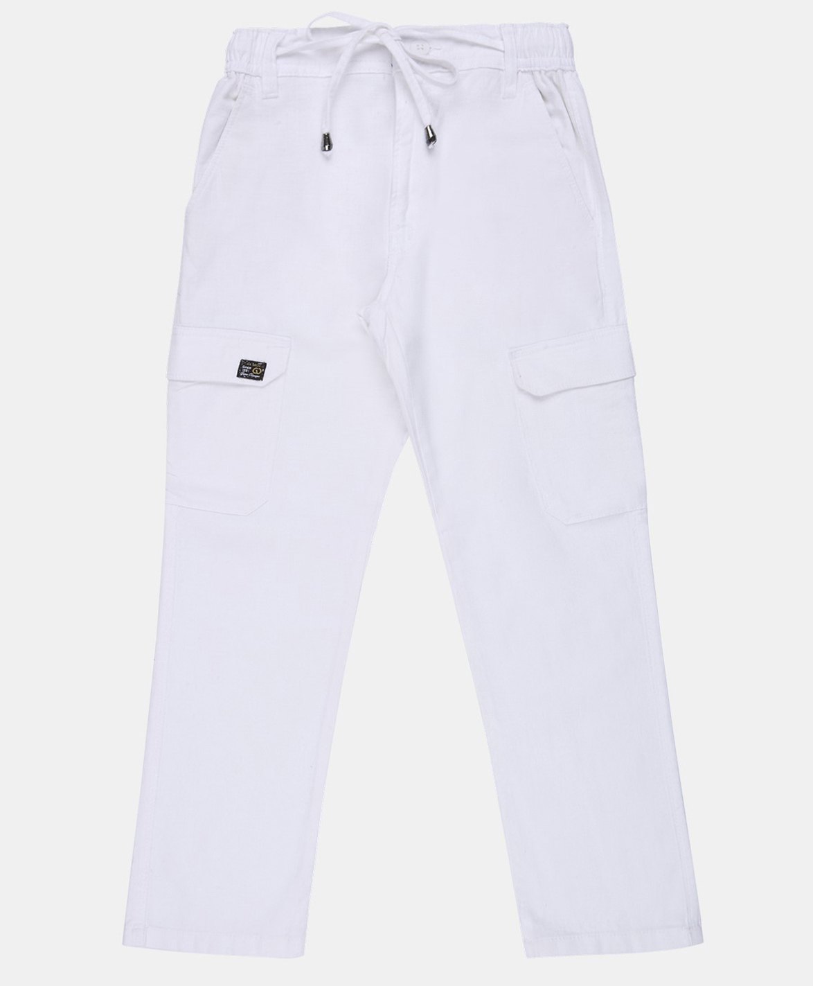 CAVIO Cotton Woven Solid Cargo Pants - White-picture-15