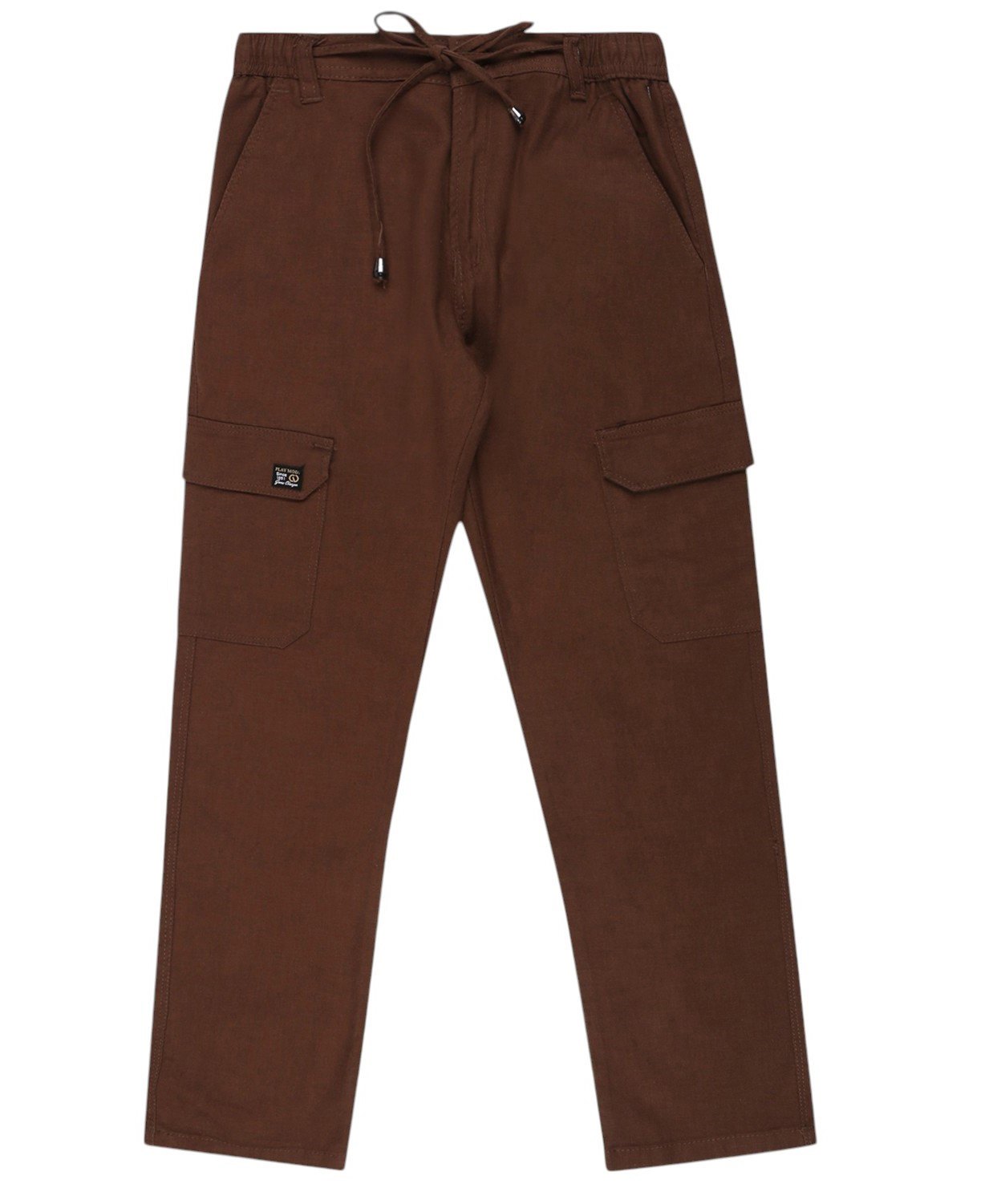 CAVIO Cotton Woven Solid Cargo Pants - Coffee-picture-22