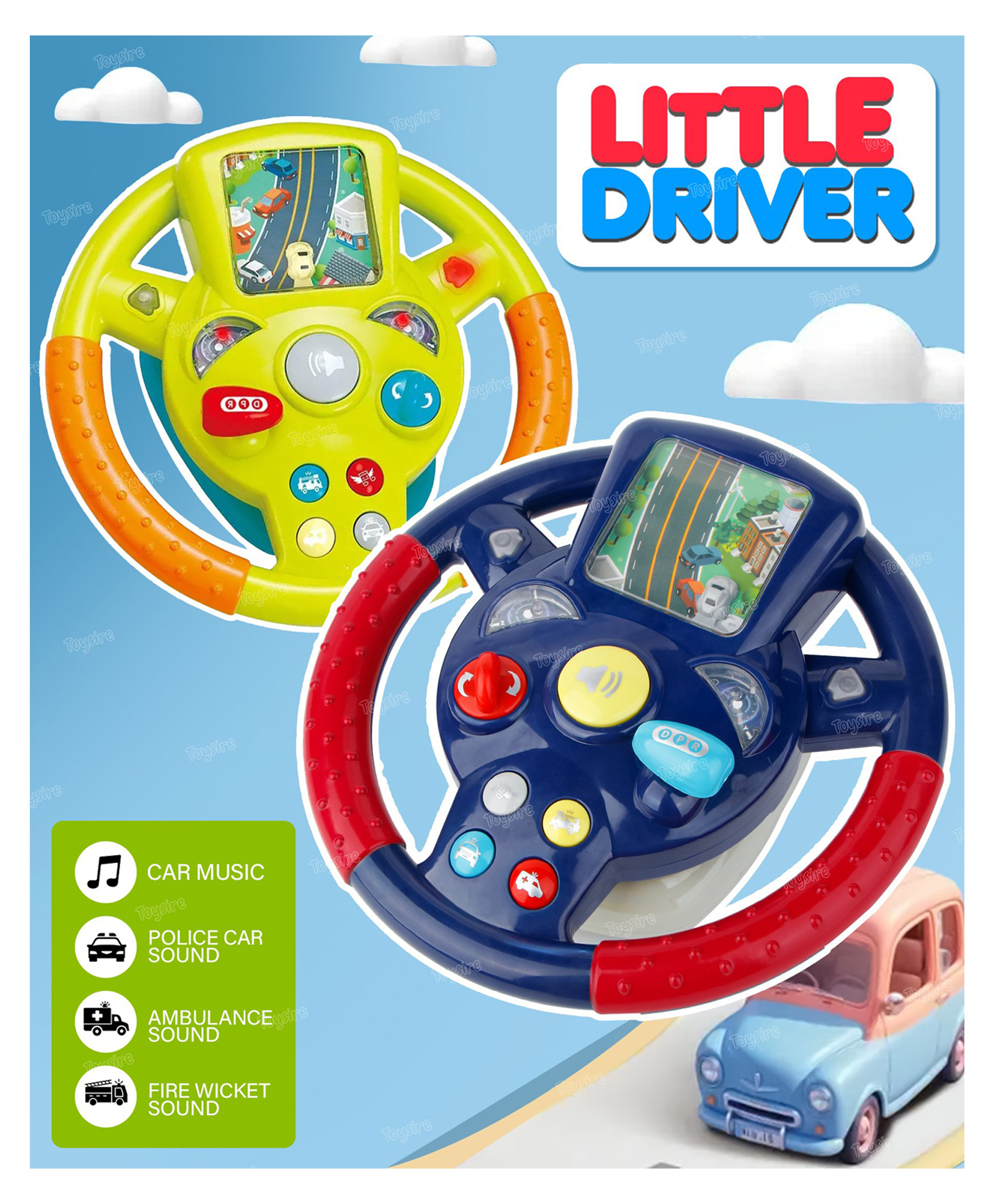 Toysire Activity Toy Steering Wheel Toy for Kids Simulation Driving Car Toy Experience The Fun of Driving Car Toys for Kids (Color May Vary)-image-40