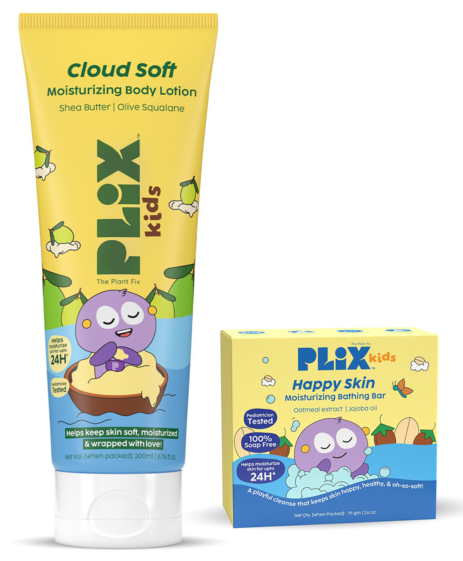 PLIX Cloud Soft Moisturizing Body Lotion + Happy Skin Moisturizing Bathing Bar | Gentle hydration & cleansing | For kids 2 years & above-picture-15