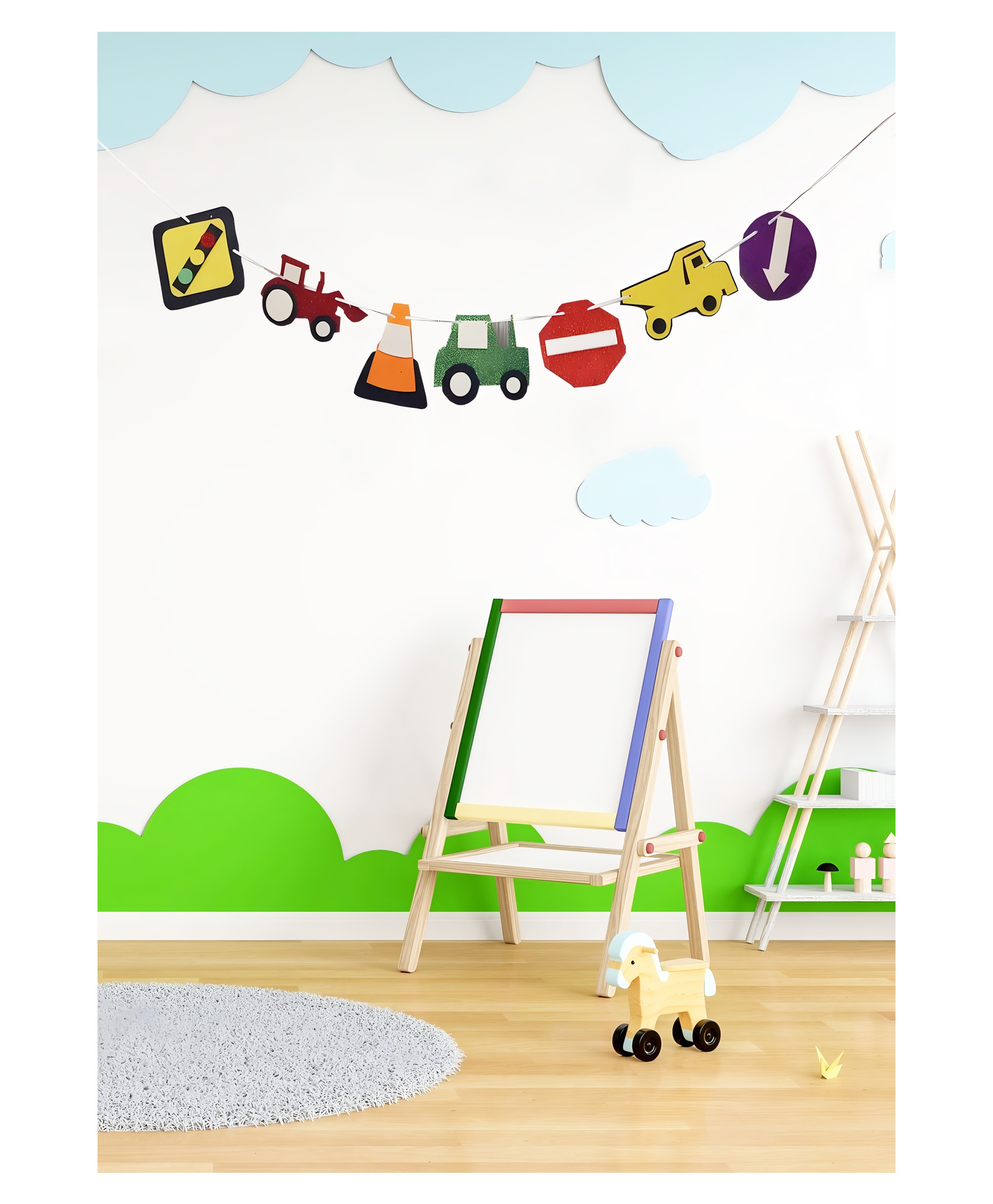 Funcart Construction Theme Handcrafted Flag Banner- Multicolor-picture-14