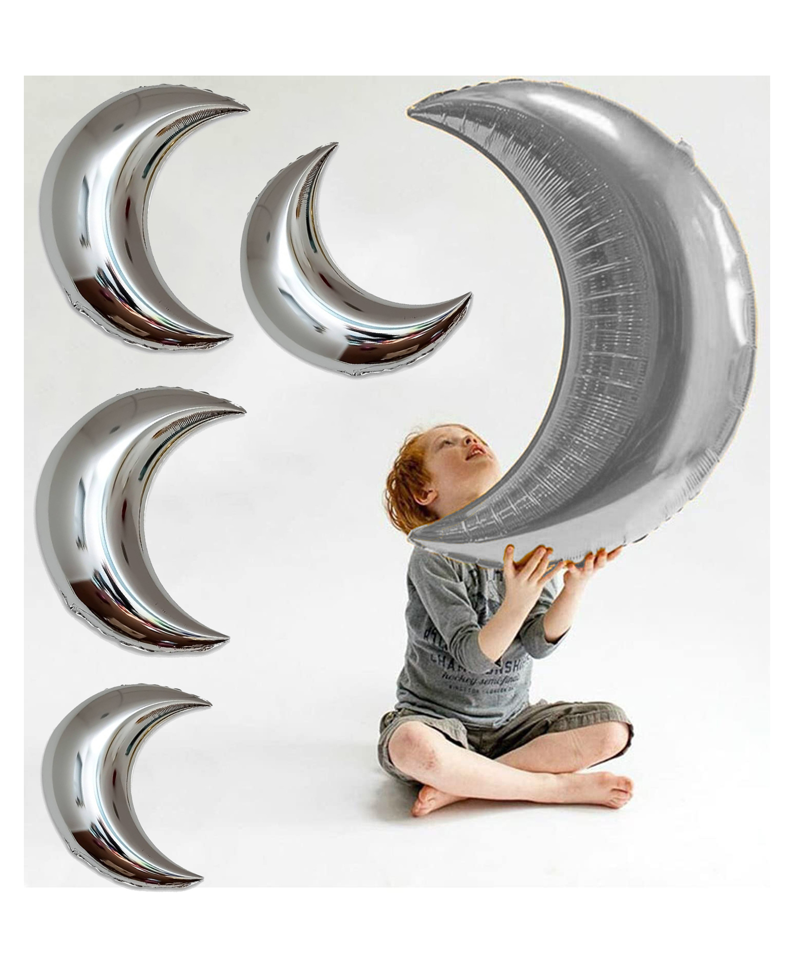 Funcart Silver Moon foil Balloon - Pack of 5-image-43