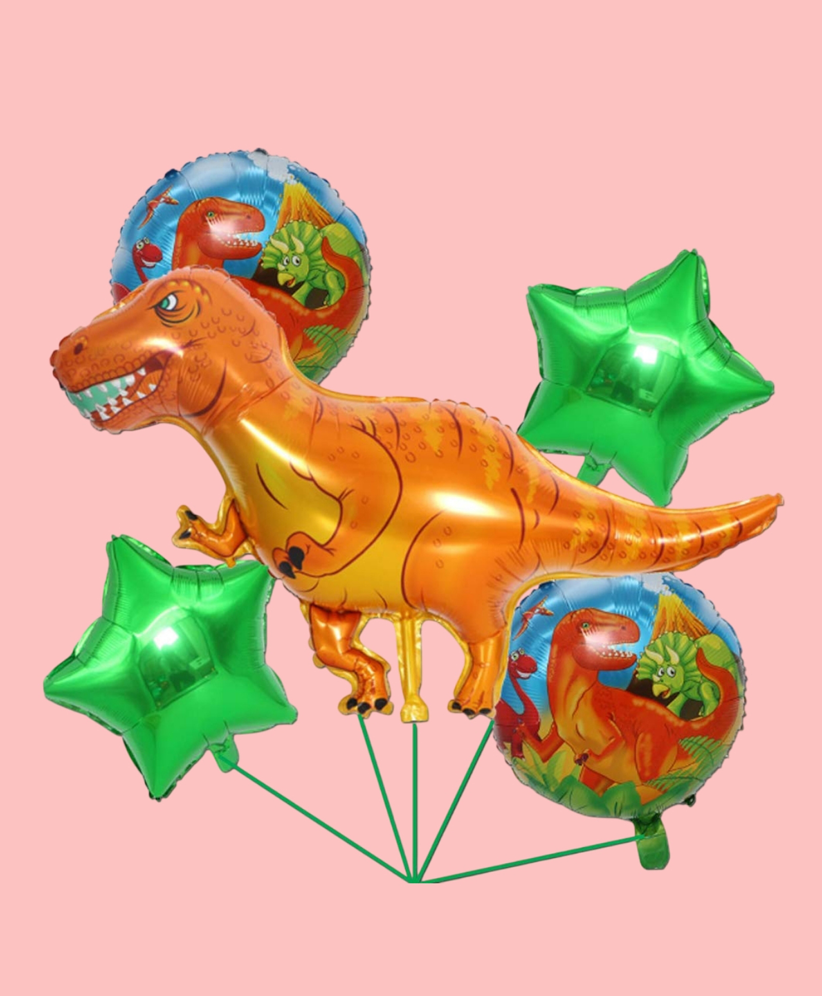 Funcart Dino Foil Balloon Bouquet Multicolor - Pack of 5-image-34