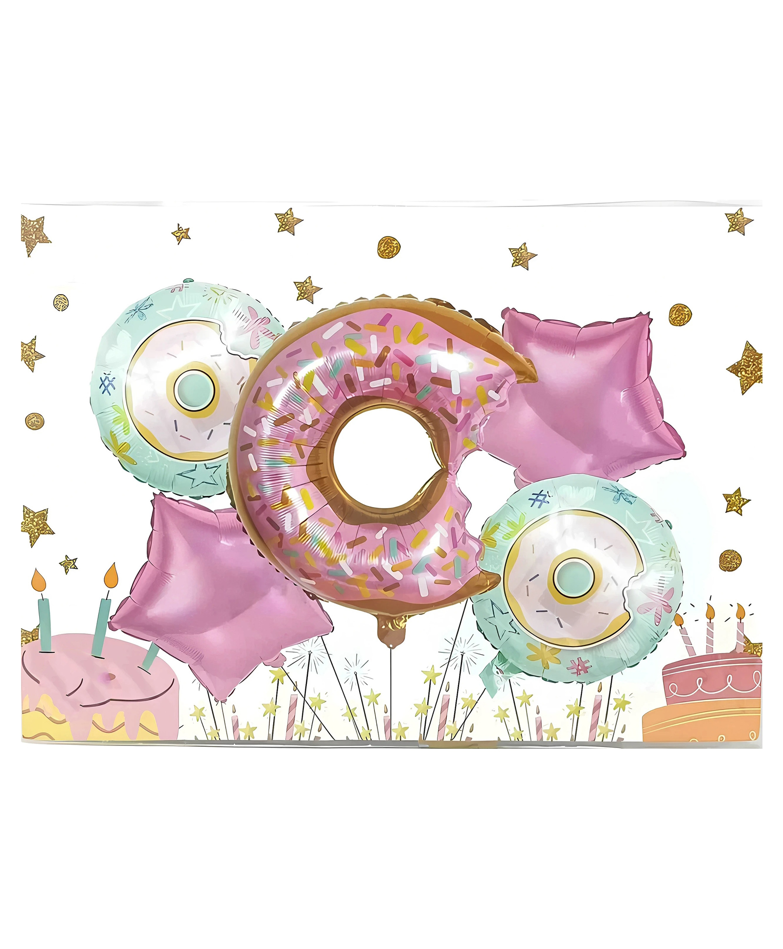 Funcart Donut Theme 1st Party Decoration foil Balloon Multicolor - Pack of 5-image-29