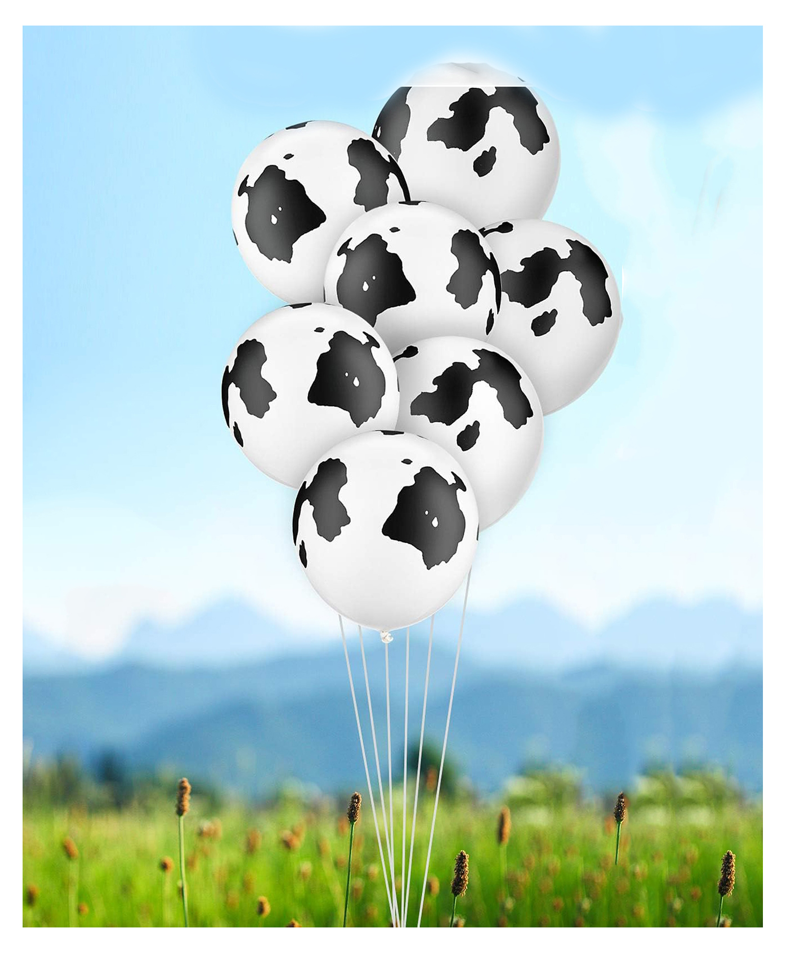 Funcart Cow Print Latex Balloon White - Pack of 6-image-13