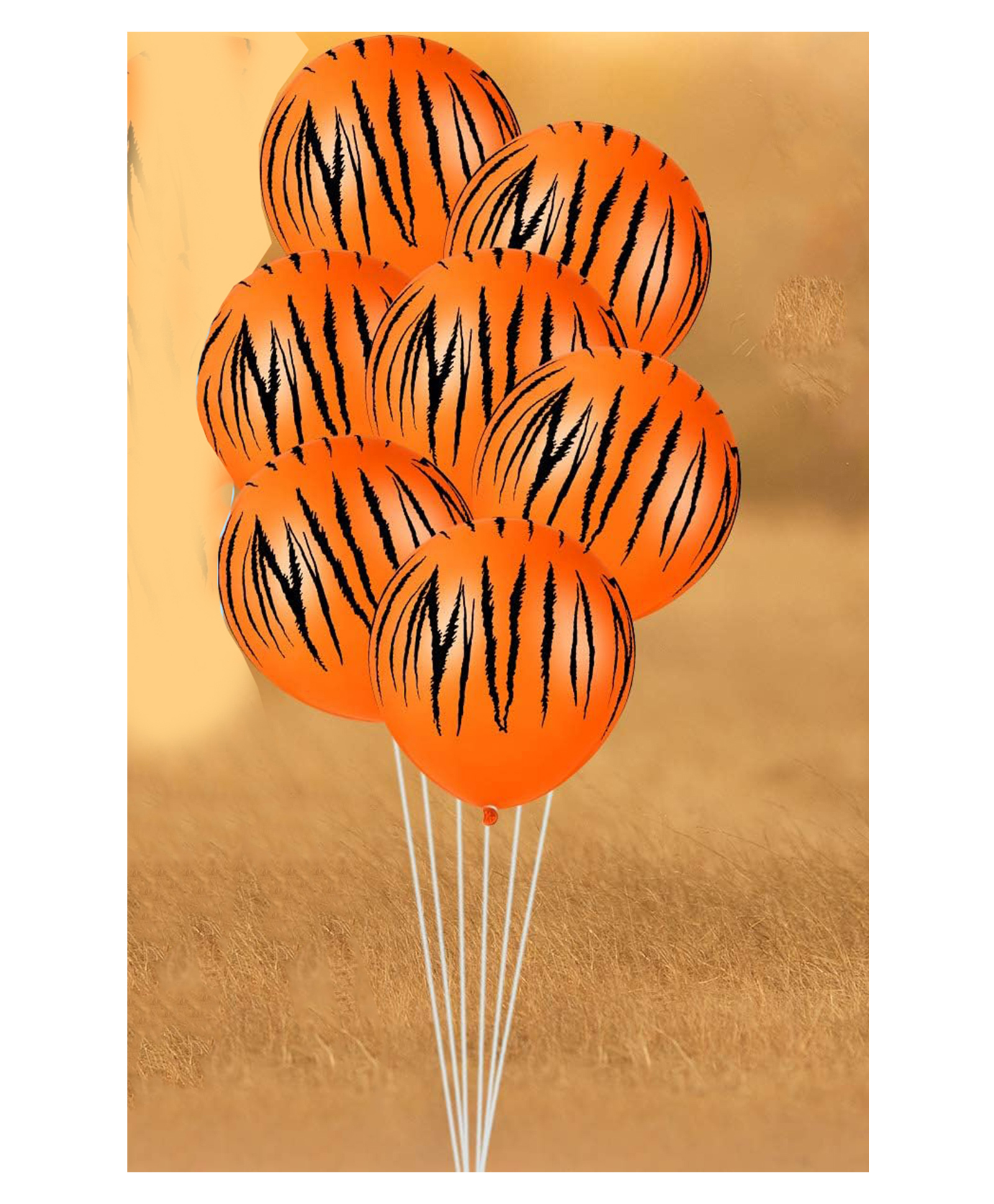 Funcart Tiger Stripe Latex Balloon Orange - Pack of 6-picture-19